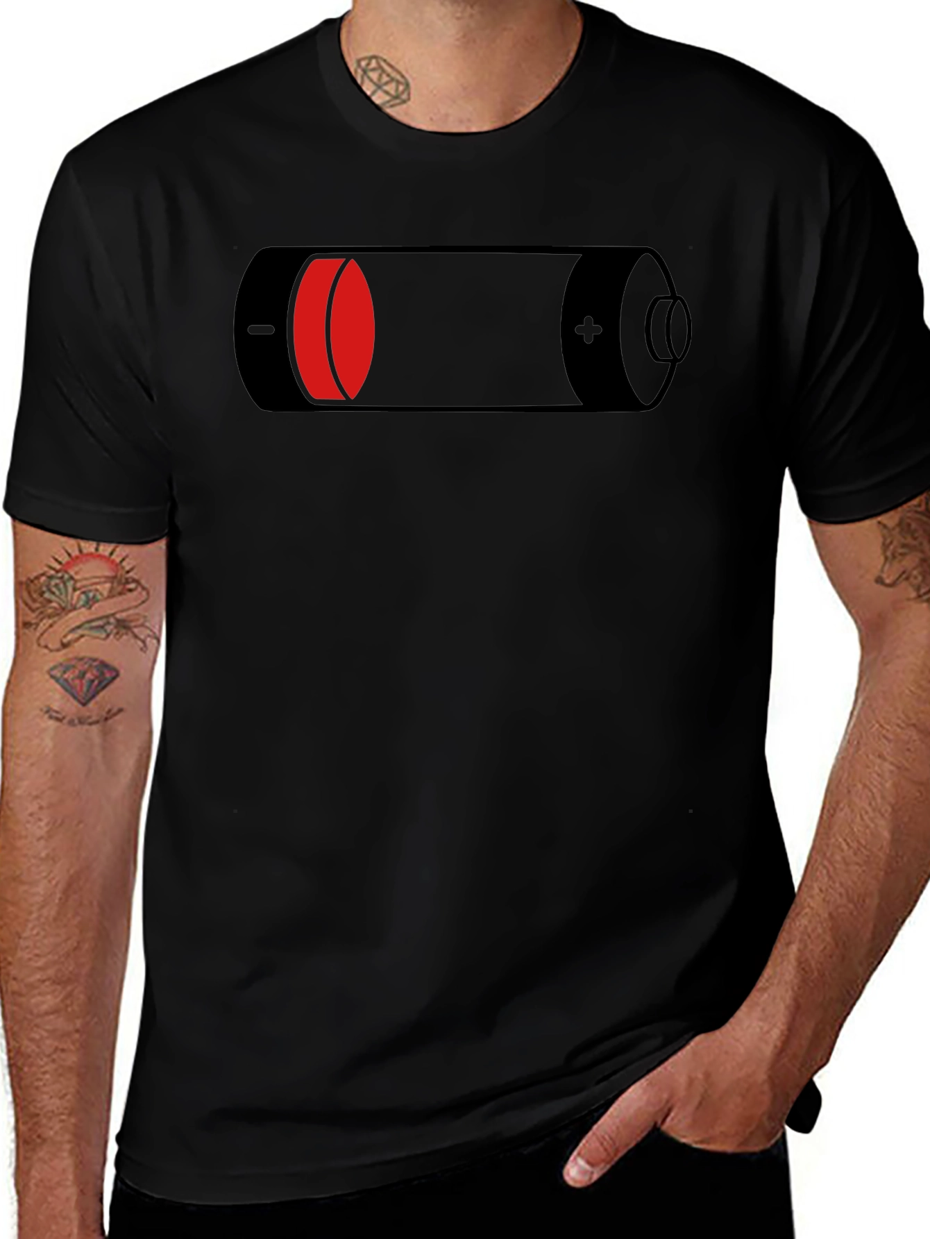 Low Battery Graphic Black T-Shirt