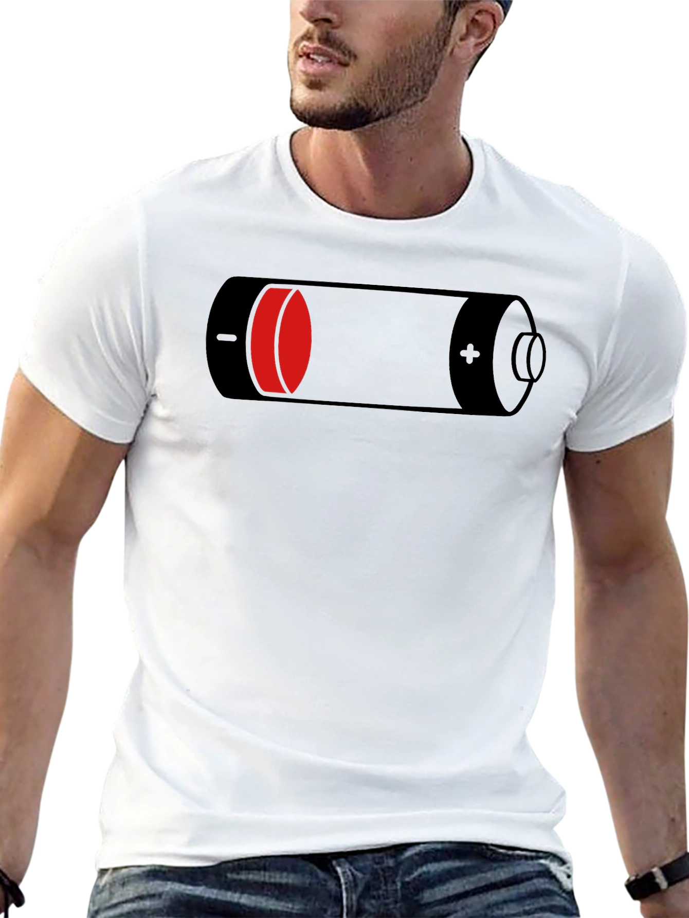 Low Battery Graphic Black T-Shirt