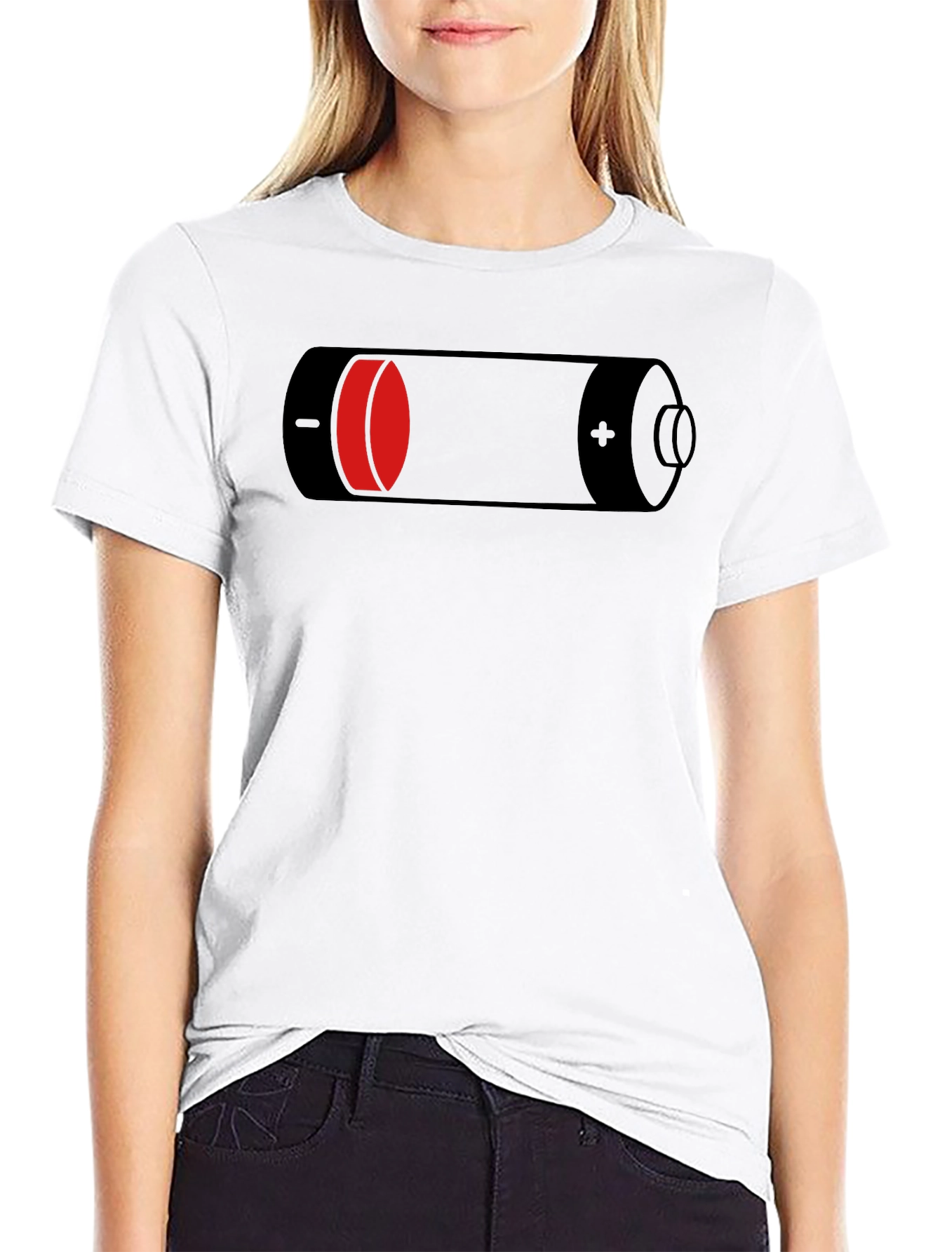 Low Battery Graphic Black T-Shirt