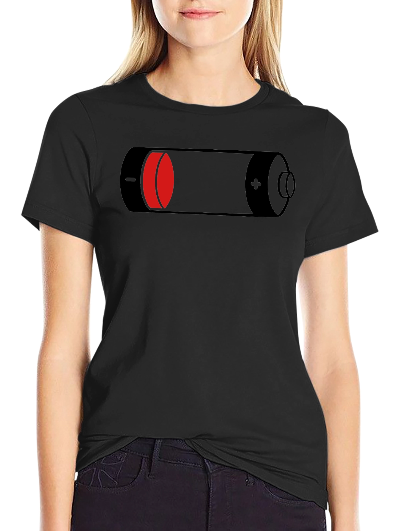 Low Battery Graphic Black T-Shirt