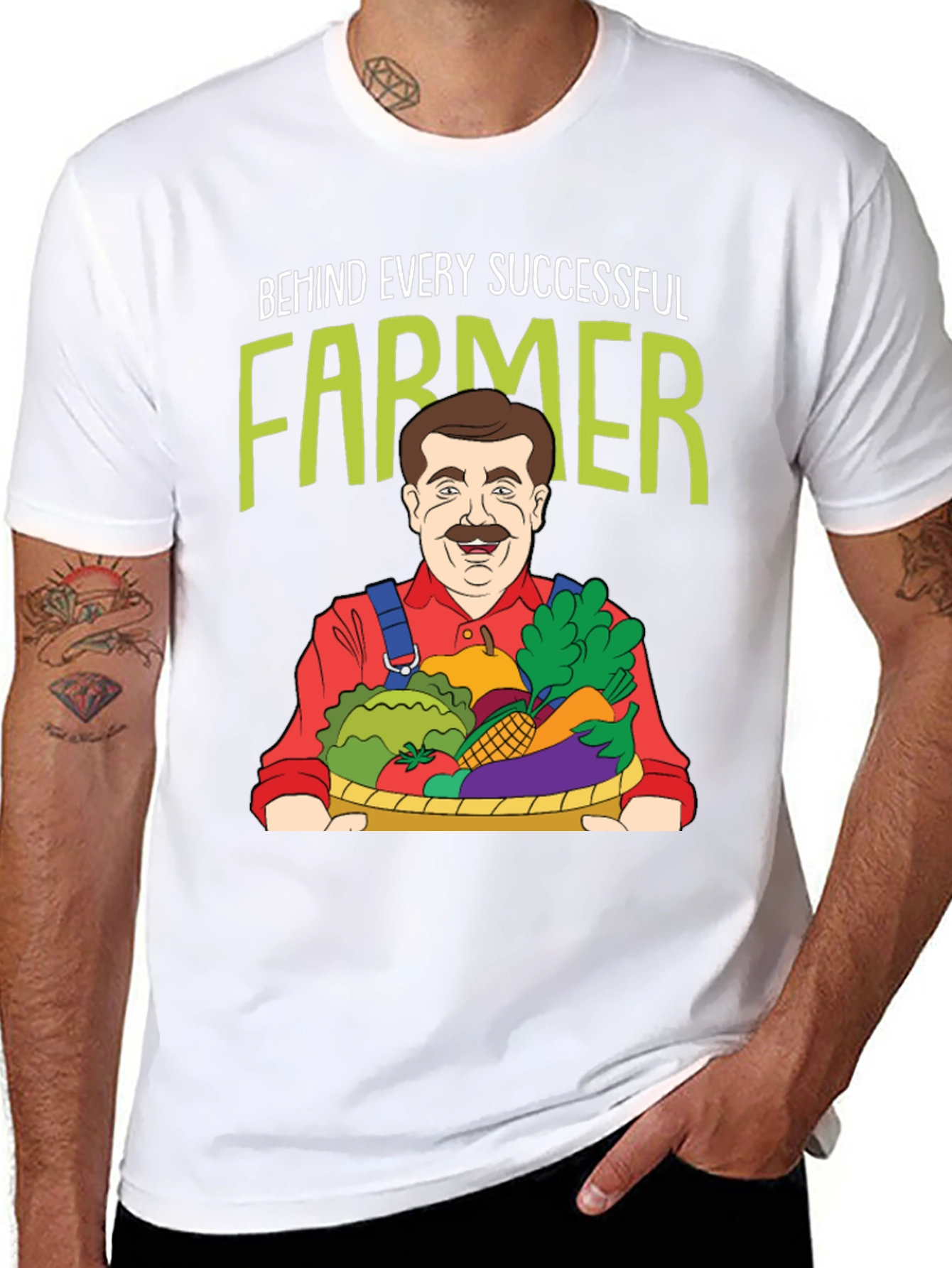 Funny Farmer Graphic T-Shirt - Behind Every Successful Farmer