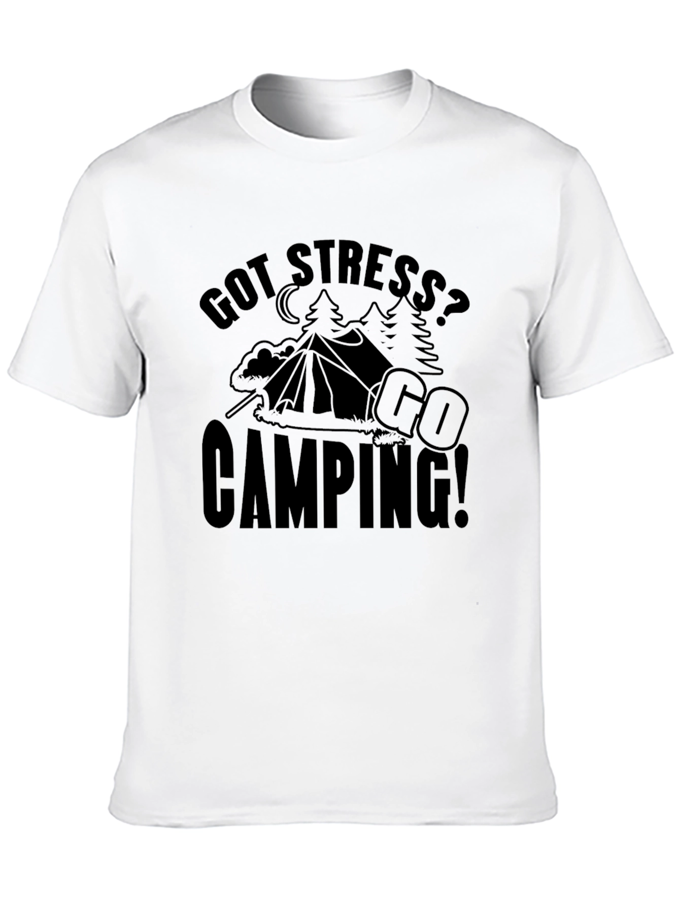 Got Stress? Go Camping! Black Graphic T-Shirt