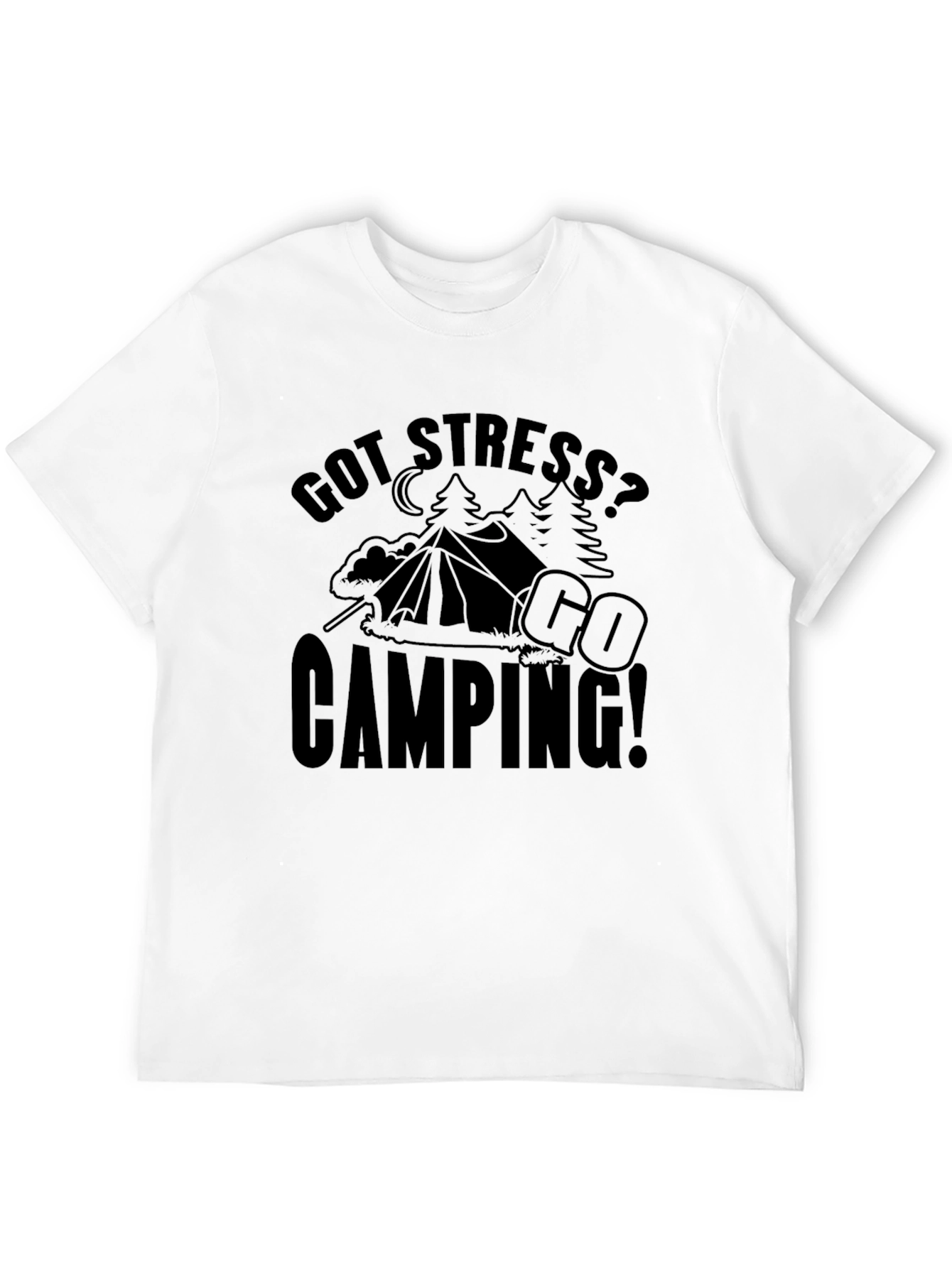 Got Stress? Go Camping! Black Graphic T-Shirt