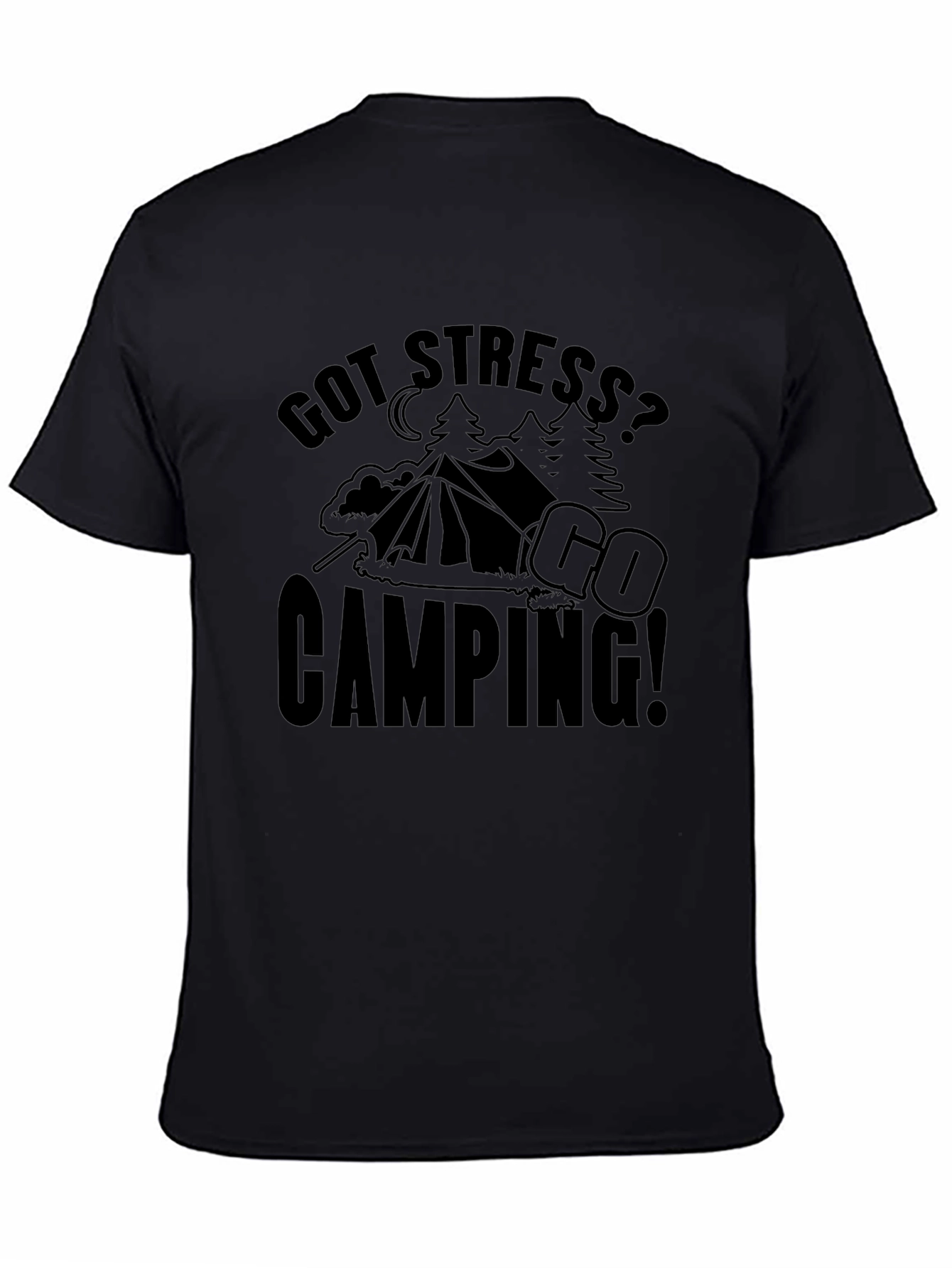 Got Stress? Go Camping! Black Graphic T-Shirt