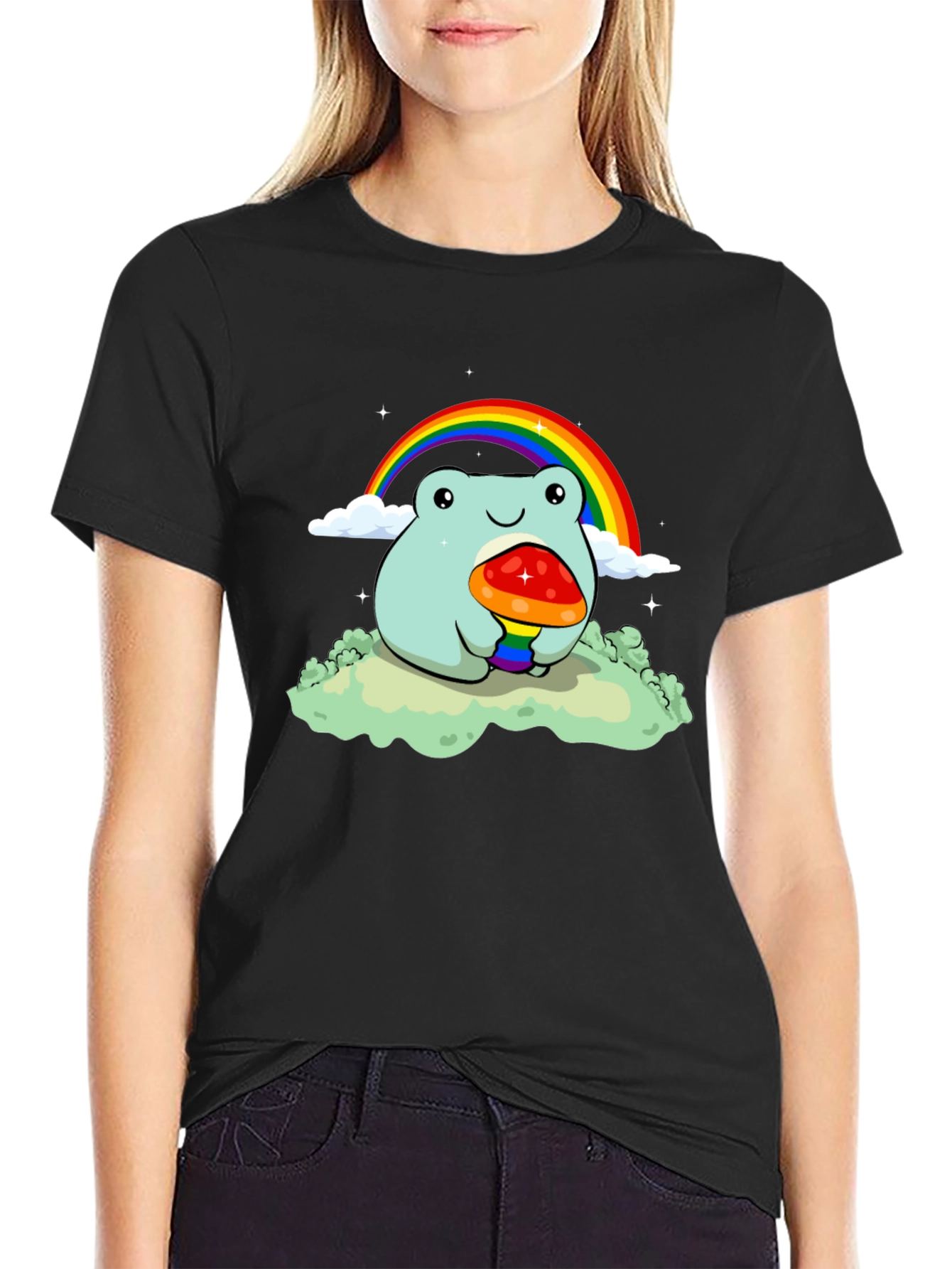 Frog Rainbow Mushroom Graphic Tee