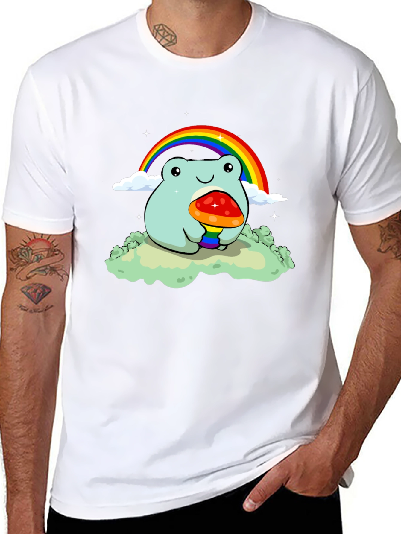 Frog Rainbow Mushroom Graphic Tee