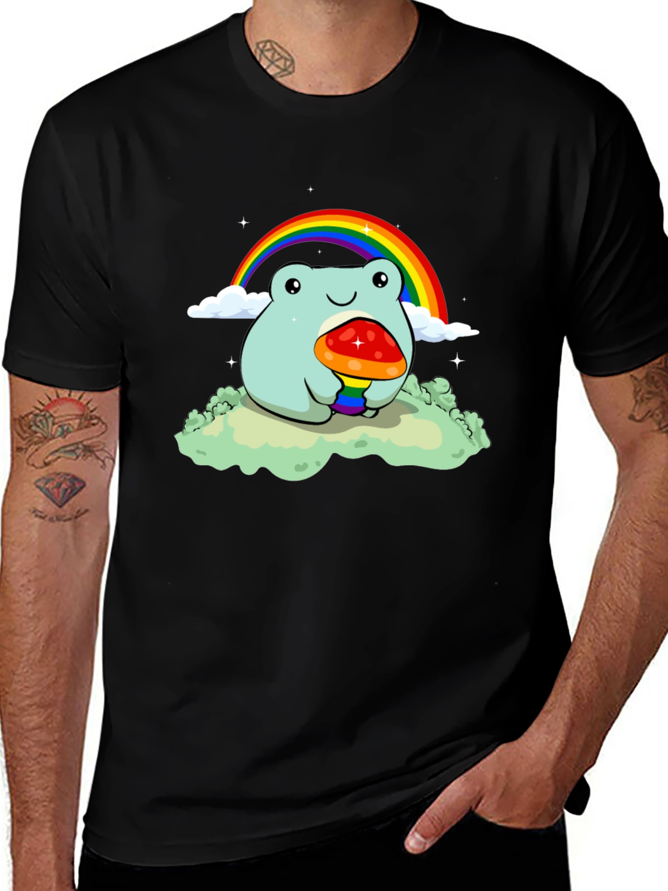 Frog Rainbow Mushroom Graphic Tee