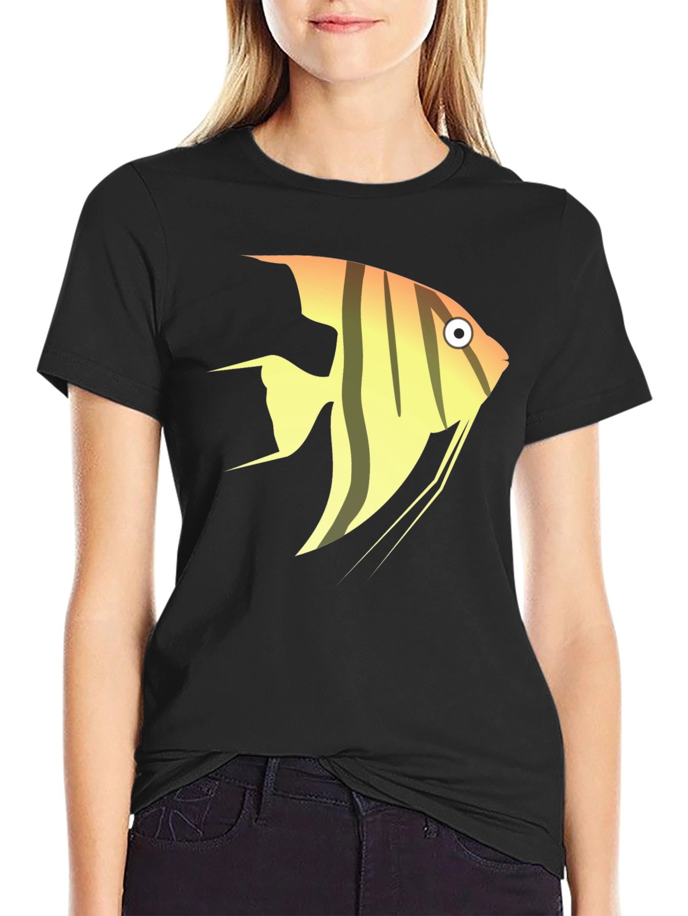 Angelfish Graphic Tee - Black Cotton T-Shirt