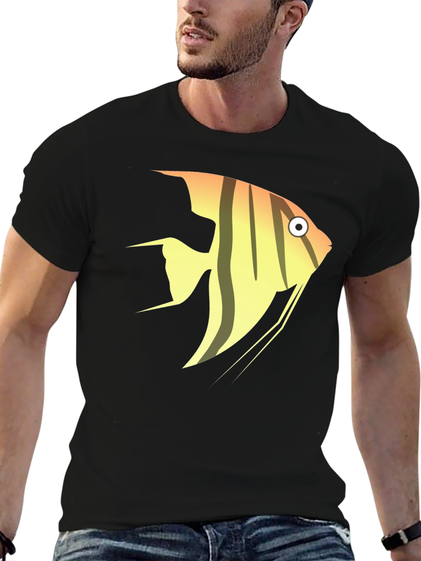 Angelfish Graphic Tee - Black Cotton T-Shirt