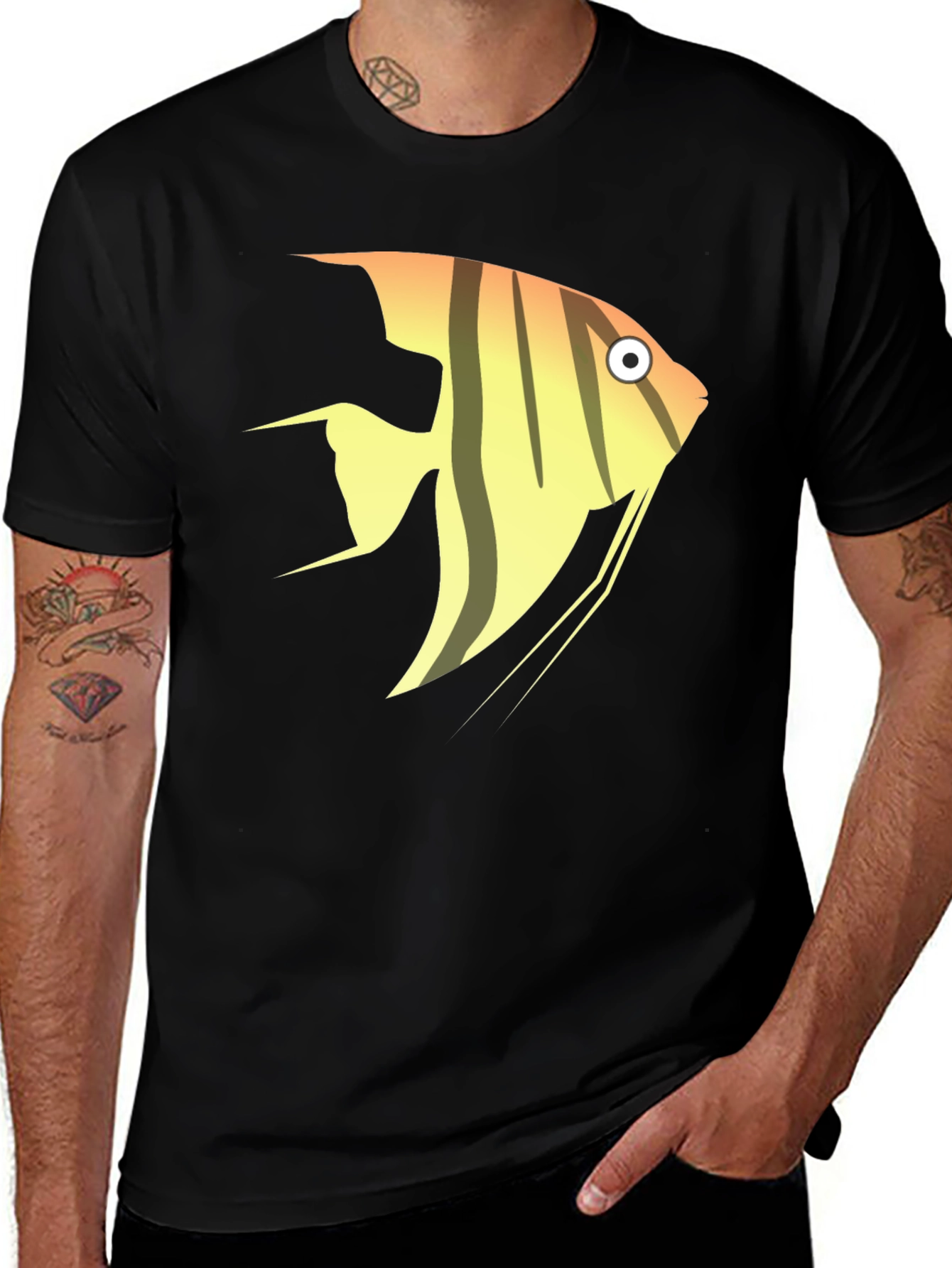 Angelfish Graphic Tee - Black Cotton T-Shirt