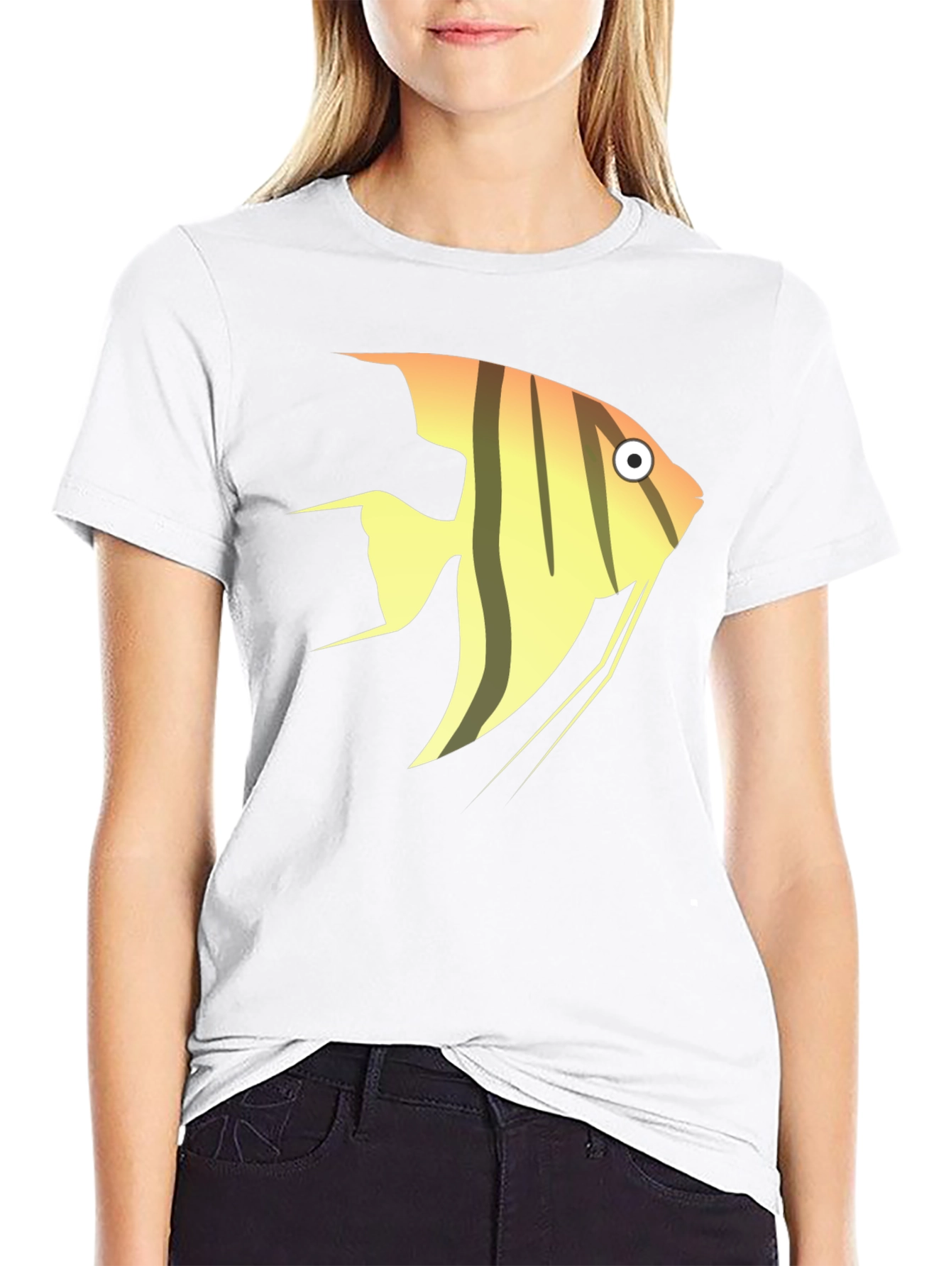 Angelfish Graphic Tee - Black Cotton T-Shirt