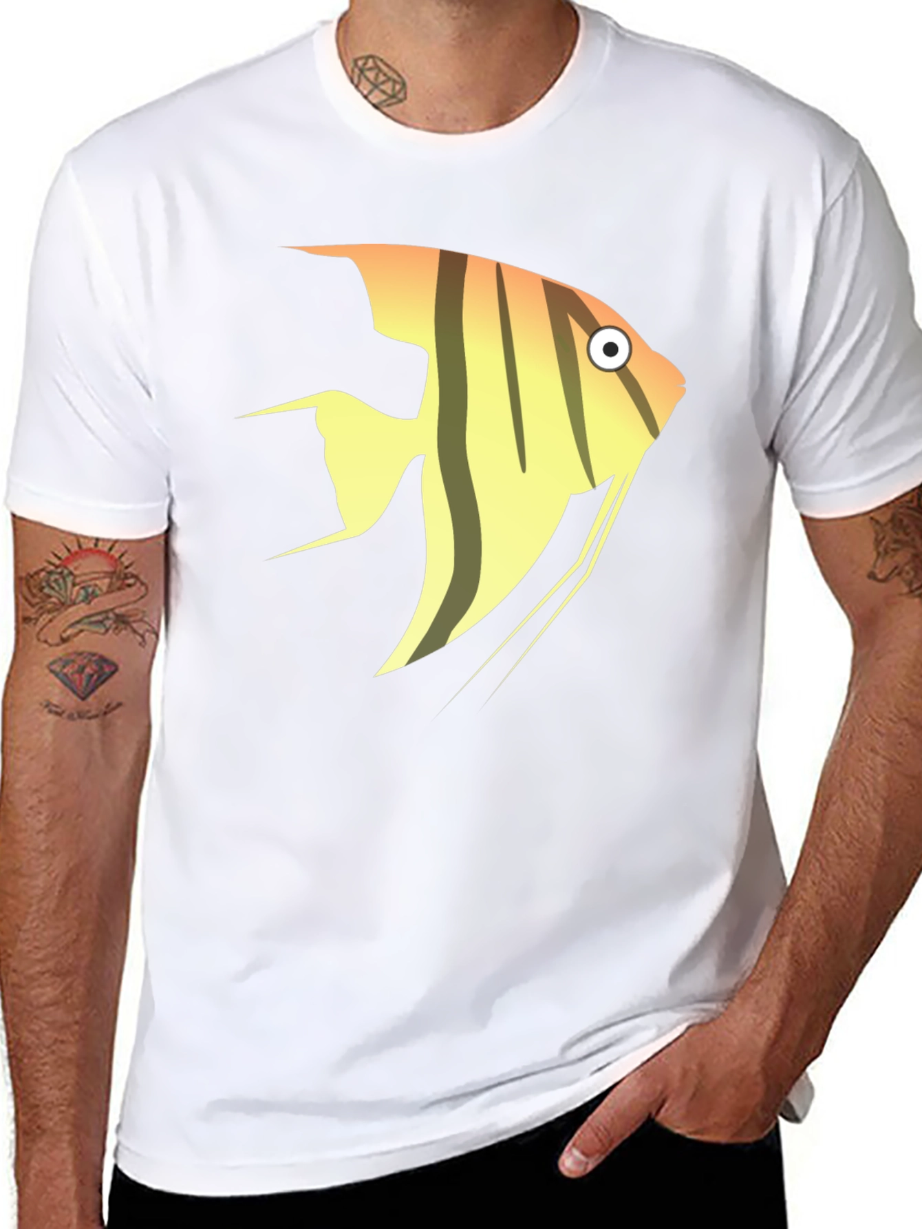 Angelfish Graphic Tee - Black Cotton T-Shirt