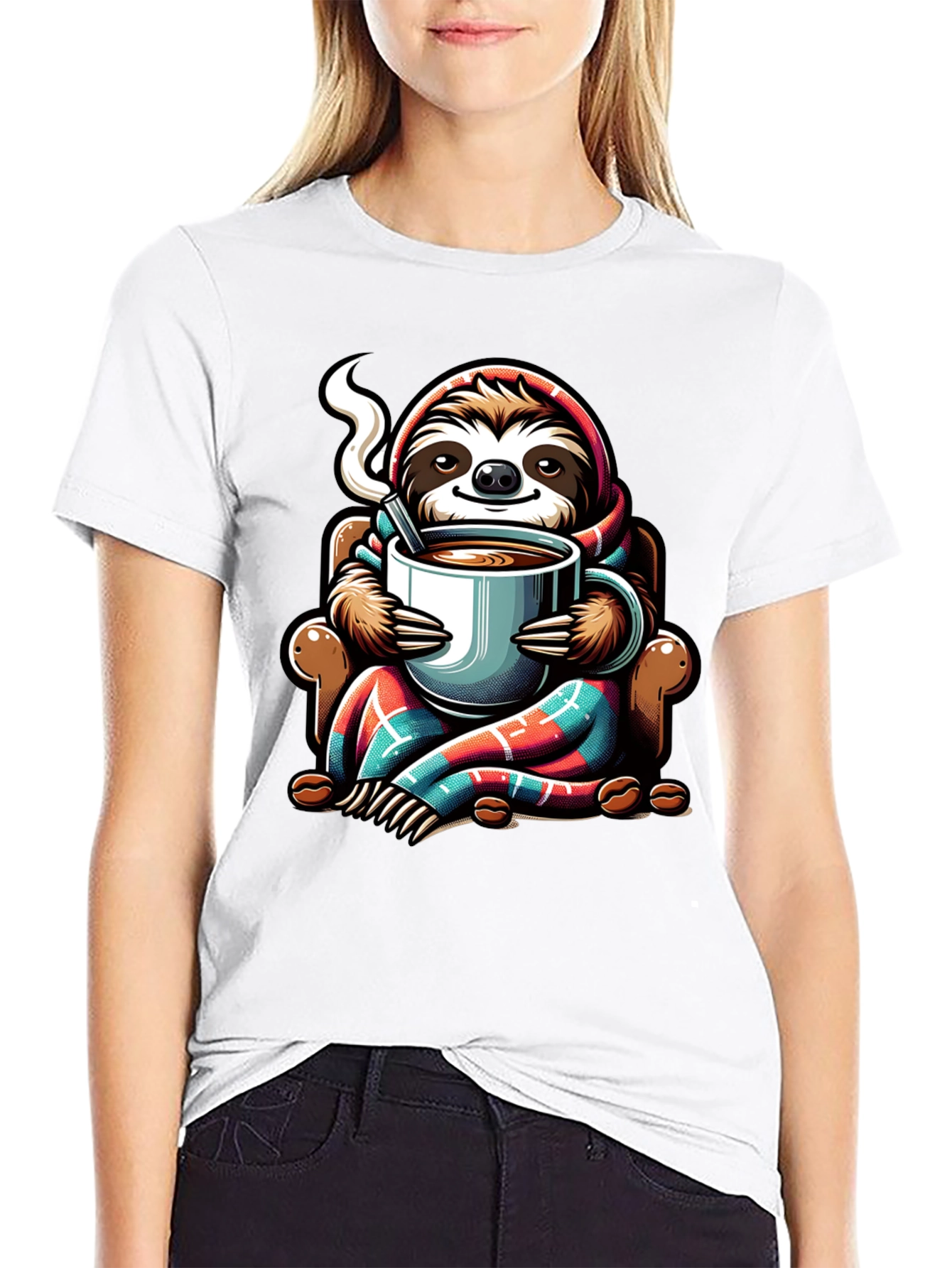 Cozy Sloth Coffee Lover T-Shirt