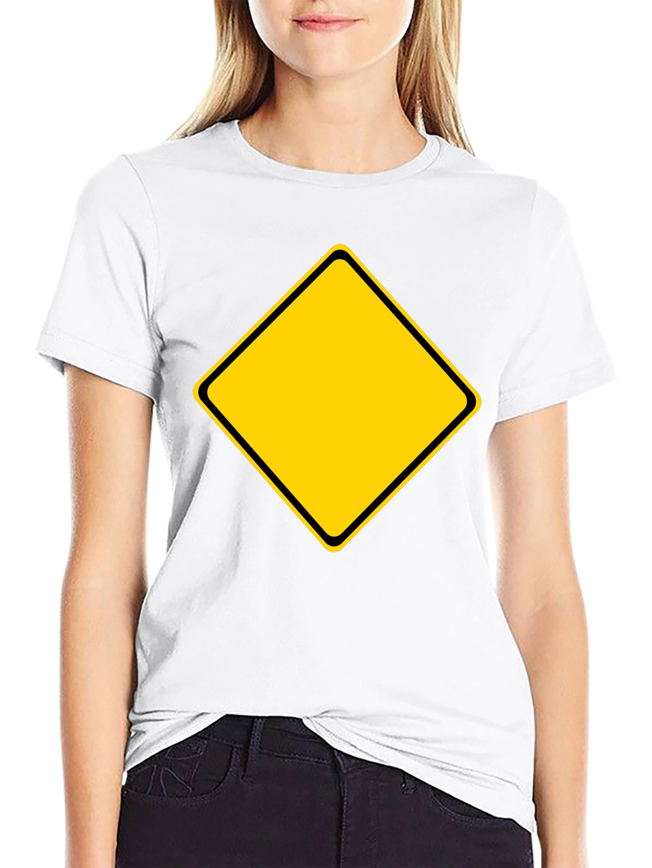 Black T-Shirt with Yellow Diamond Graphic