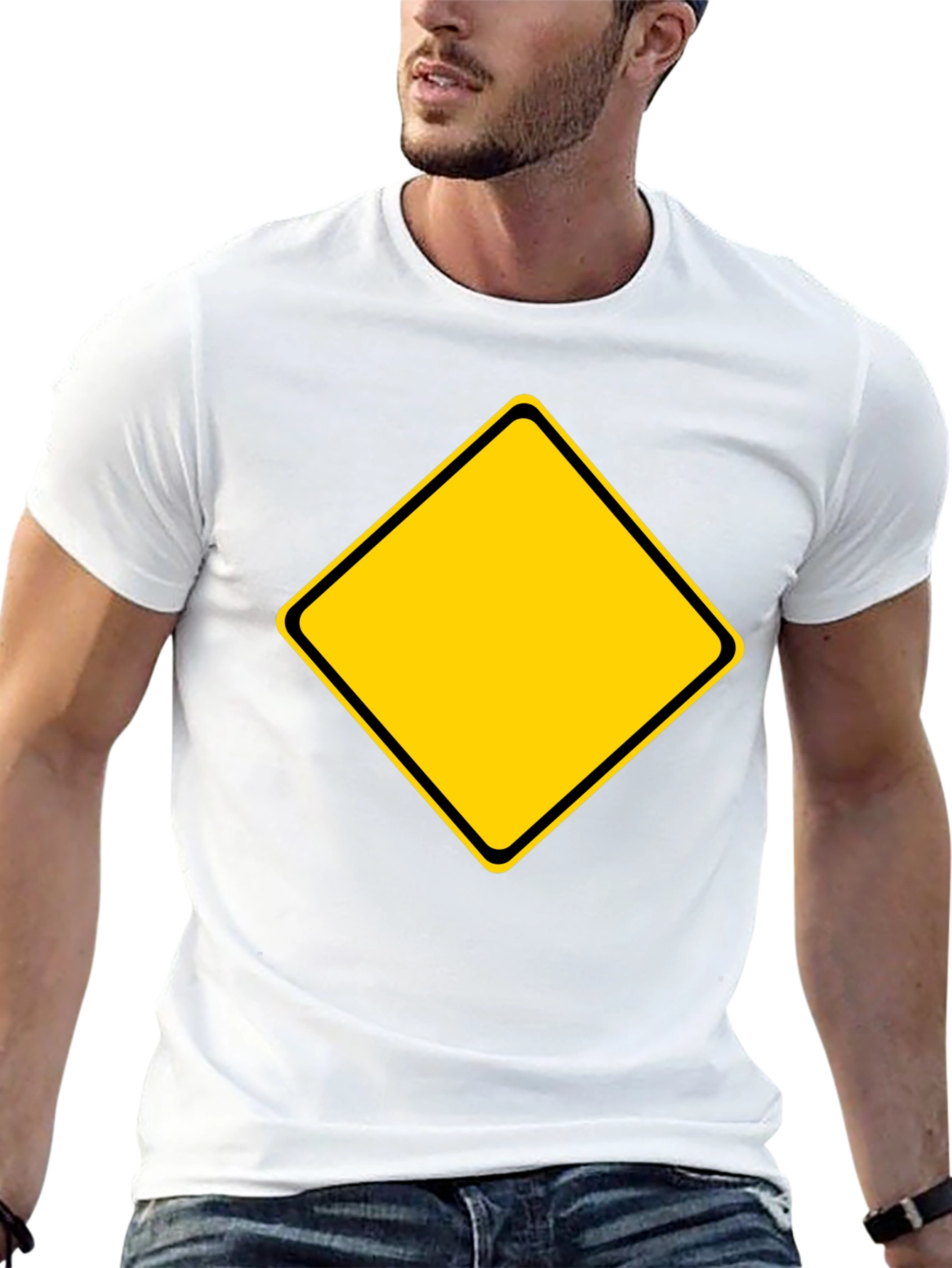 Black T-Shirt with Yellow Diamond Graphic