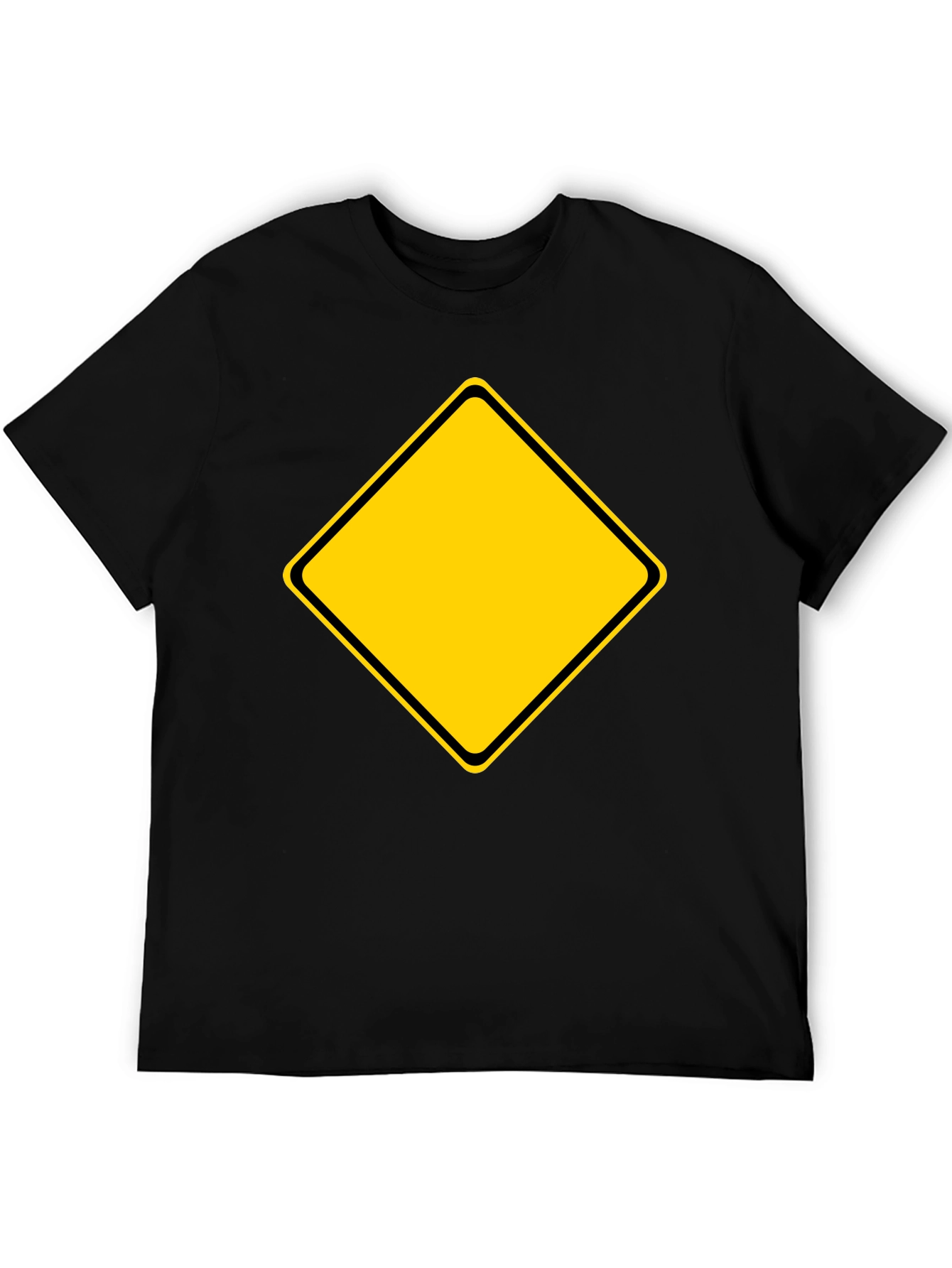 Black T-Shirt with Yellow Diamond Graphic