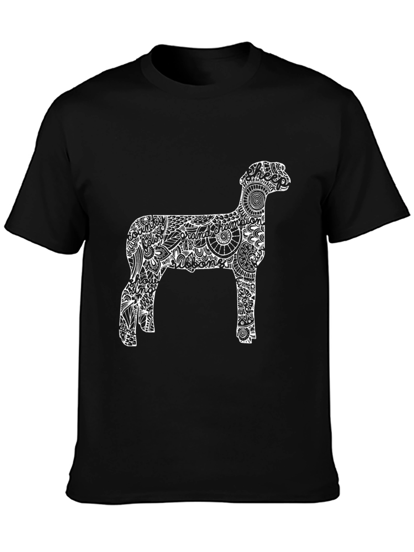 Sheep Silhouette Graphic Tee - Black Cotton Blend
