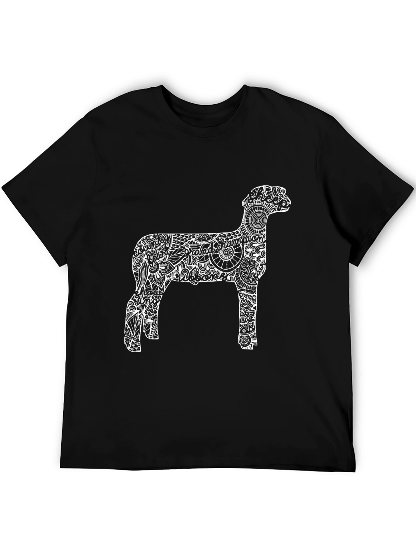 Sheep Silhouette Graphic Tee - Black Cotton Blend