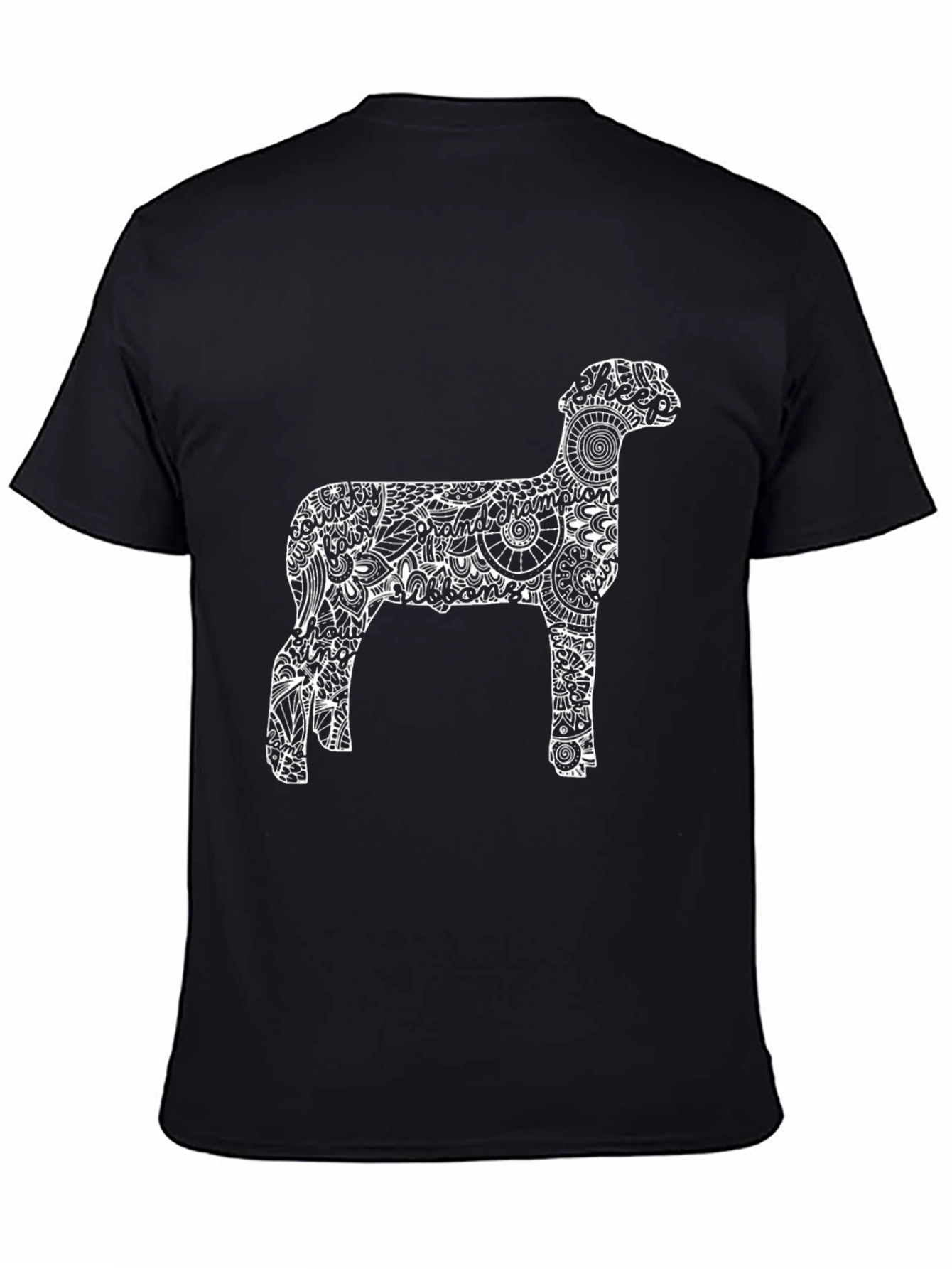Sheep Silhouette Graphic Tee - Black Cotton Blend