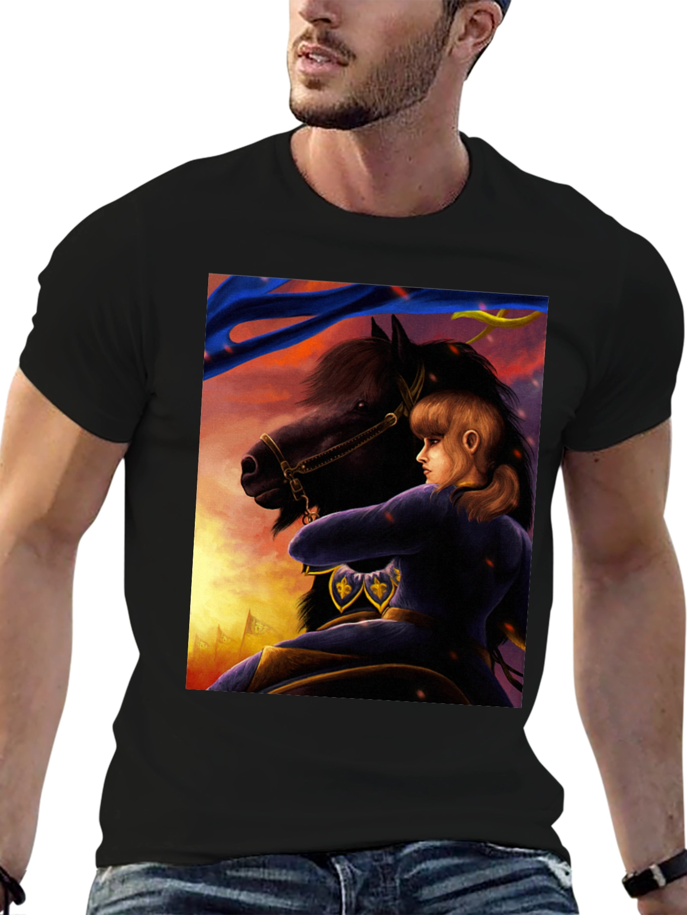 Joan of Arc Graphic Tee - Black Cotton Shirt