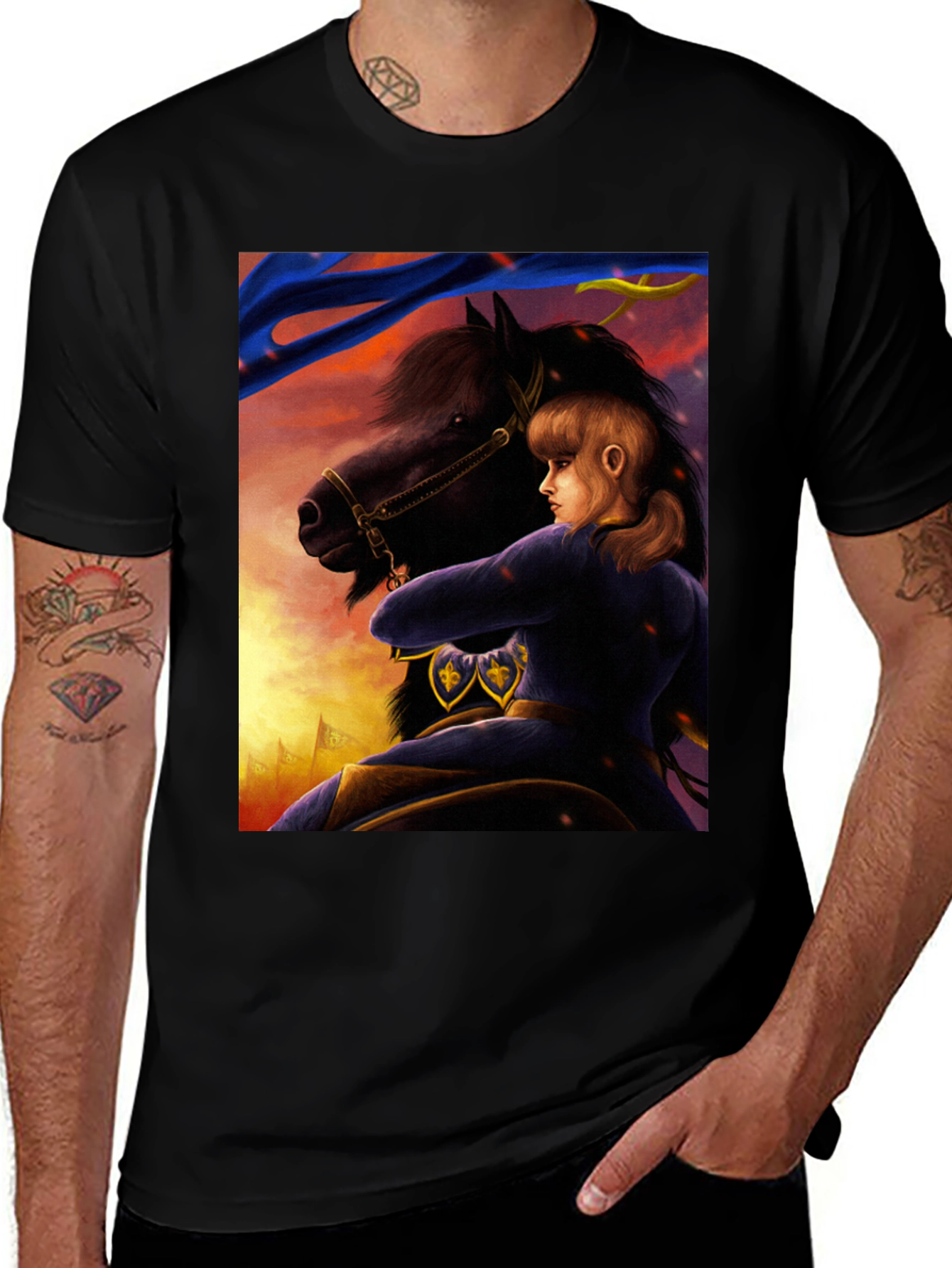Joan of Arc Graphic Tee - Black Cotton Shirt
