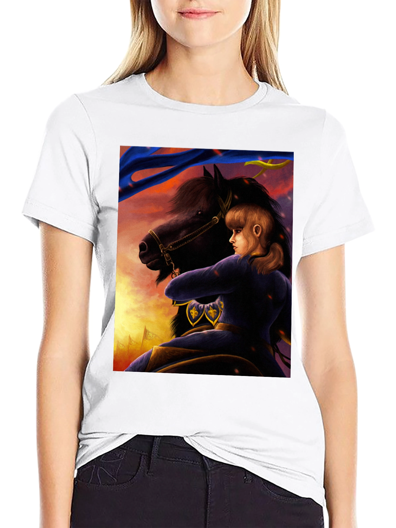 Joan of Arc Graphic Tee - Black Cotton Shirt