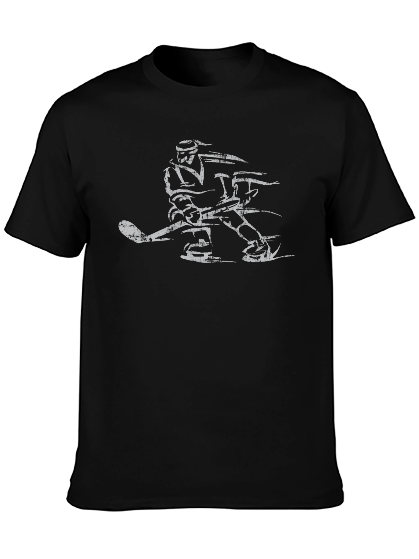 Hockey Player Graphic Tee - Black Casual Shirt
