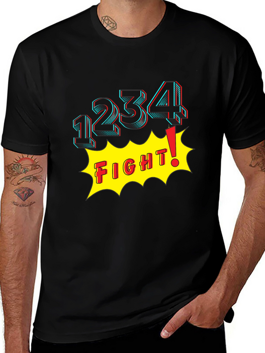 Fight! Graphic Print T-Shirt - Black