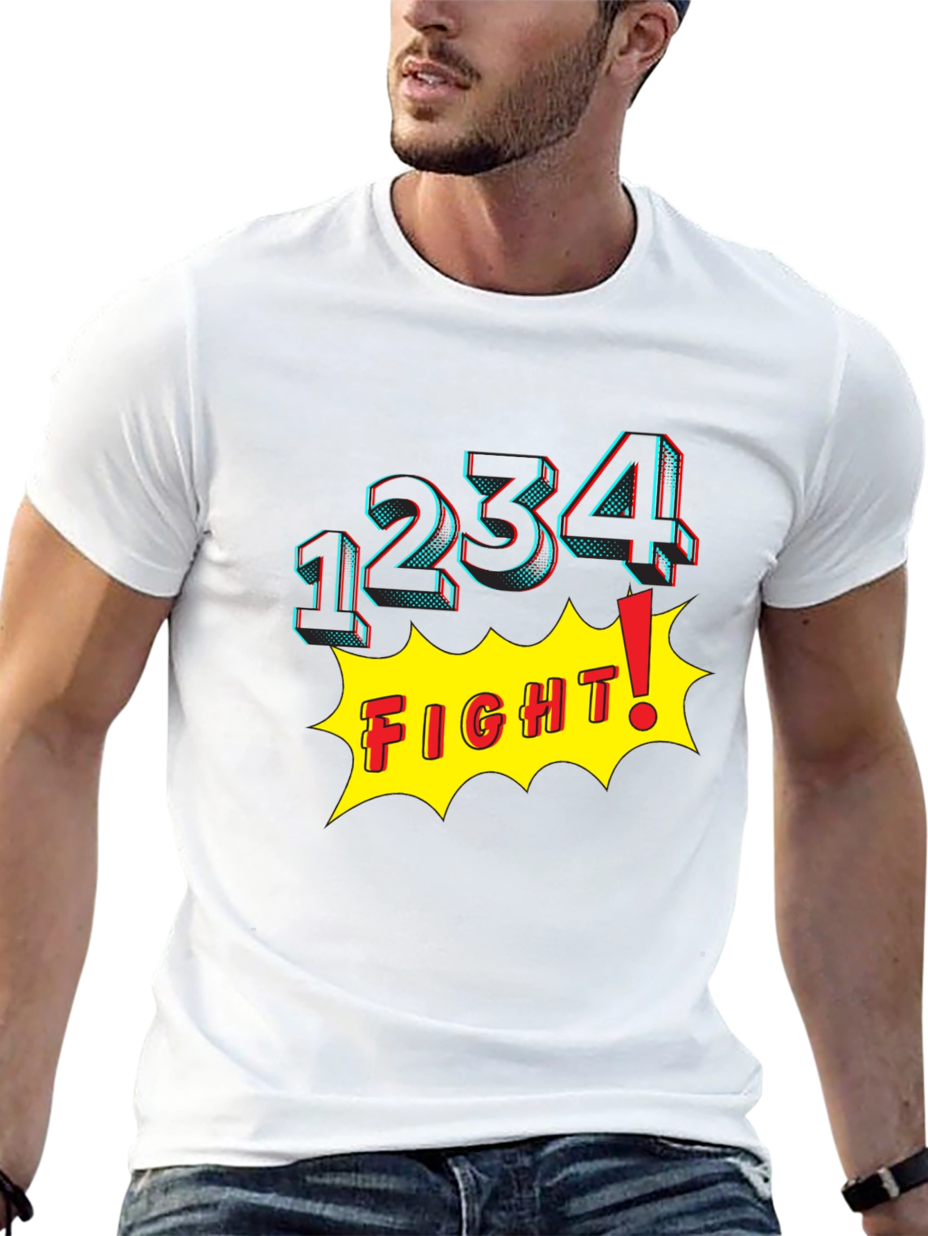 Fight! Graphic Print T-Shirt - Black