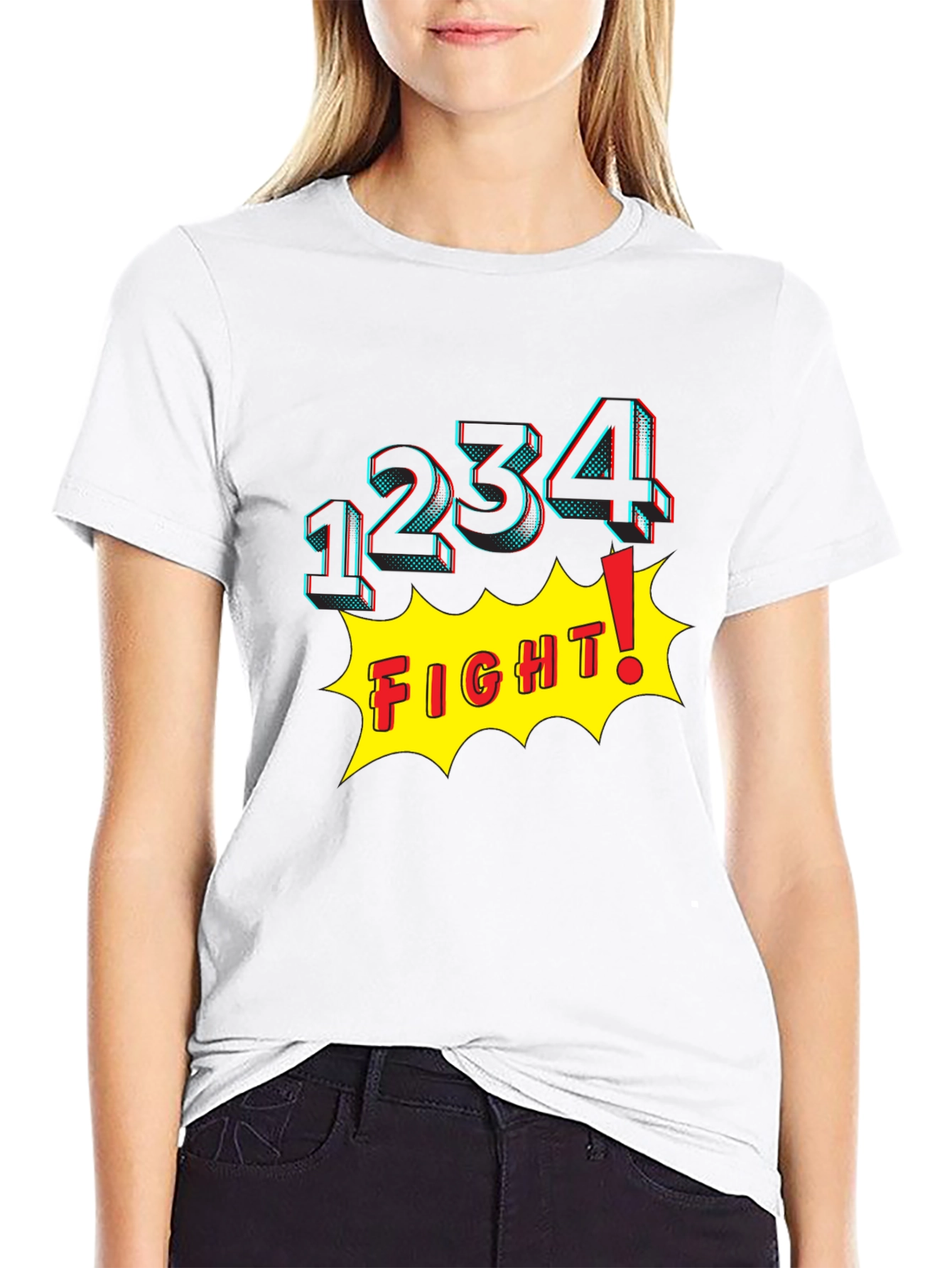Fight! Graphic Print T-Shirt - Black