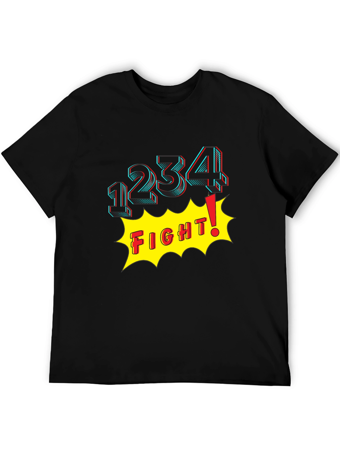Fight! Graphic Print T-Shirt - Black
