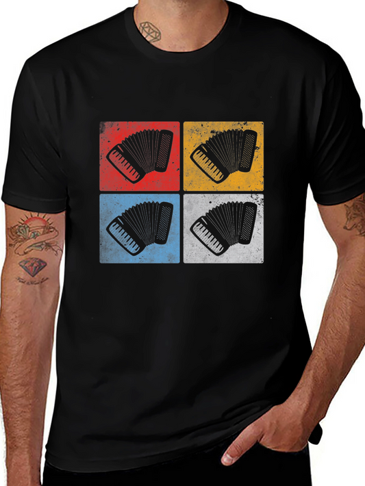 Retro Accordion Graphic Tee - Music Lover T-Shirt