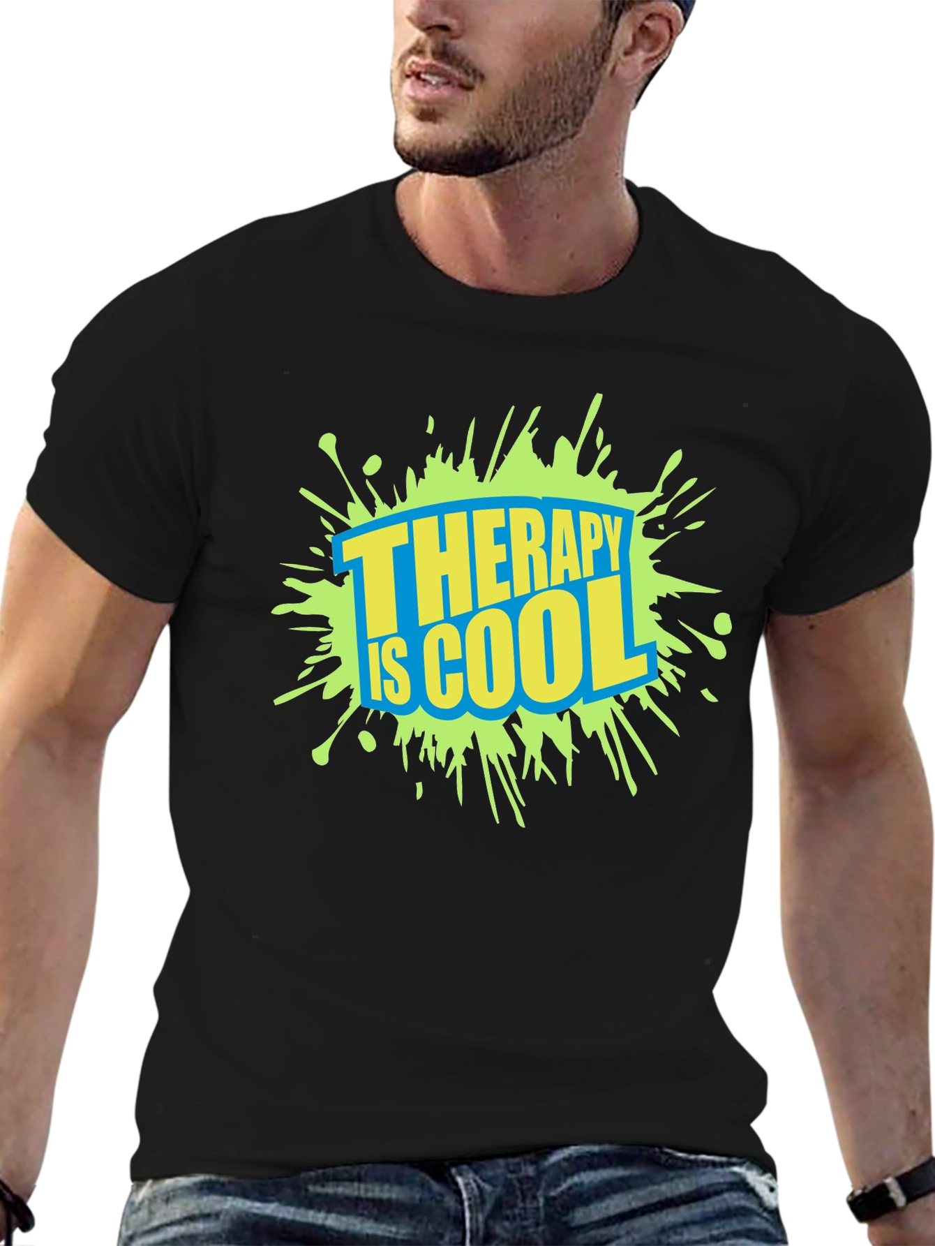 Therapy is Cool Graphic Tee - Trendy Black T-Shirt