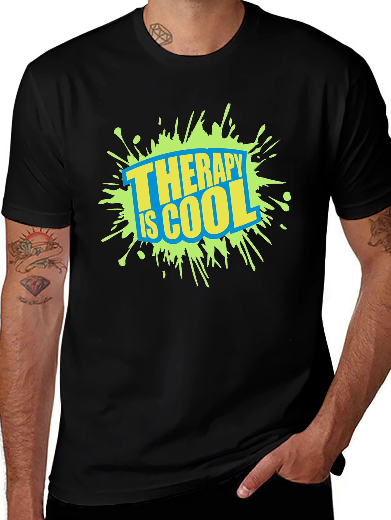 Therapy is Cool Graphic Tee - Trendy Black T-Shirt