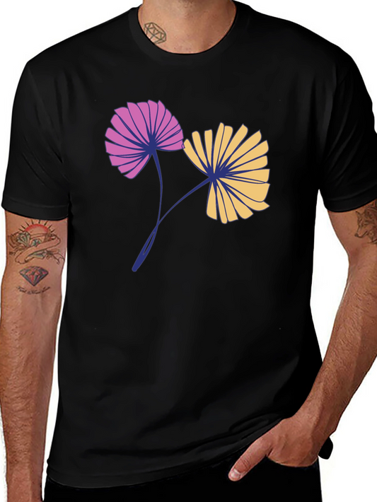 Floral Print Black T-Shirt for Men