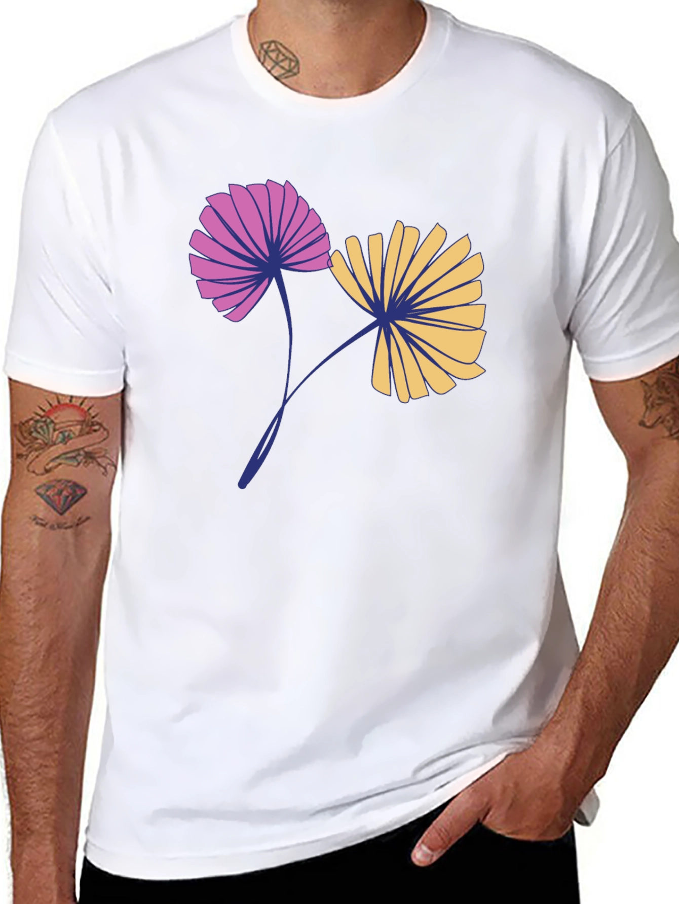 Floral Print Black T-Shirt for Men