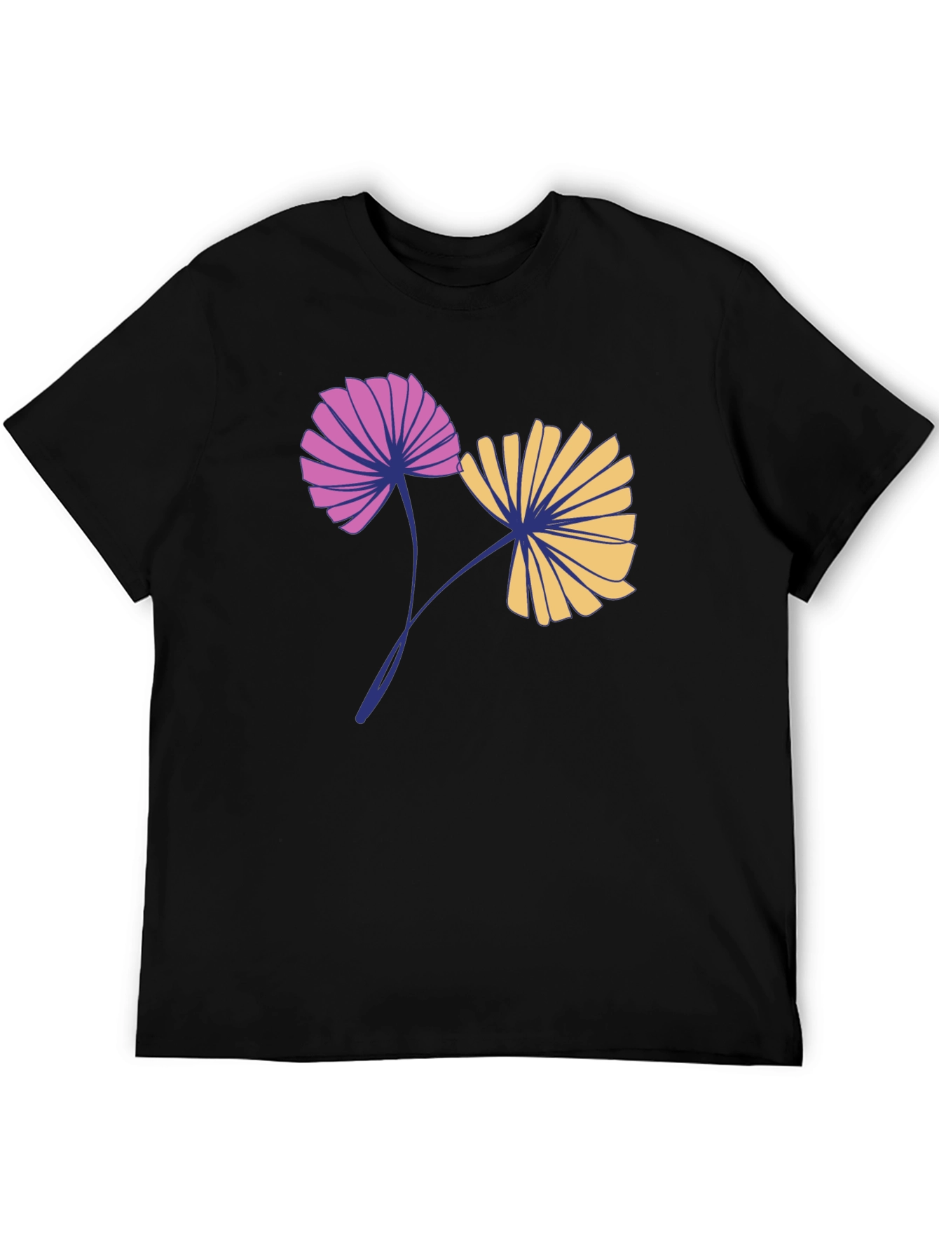 Floral Print Black T-Shirt for Men