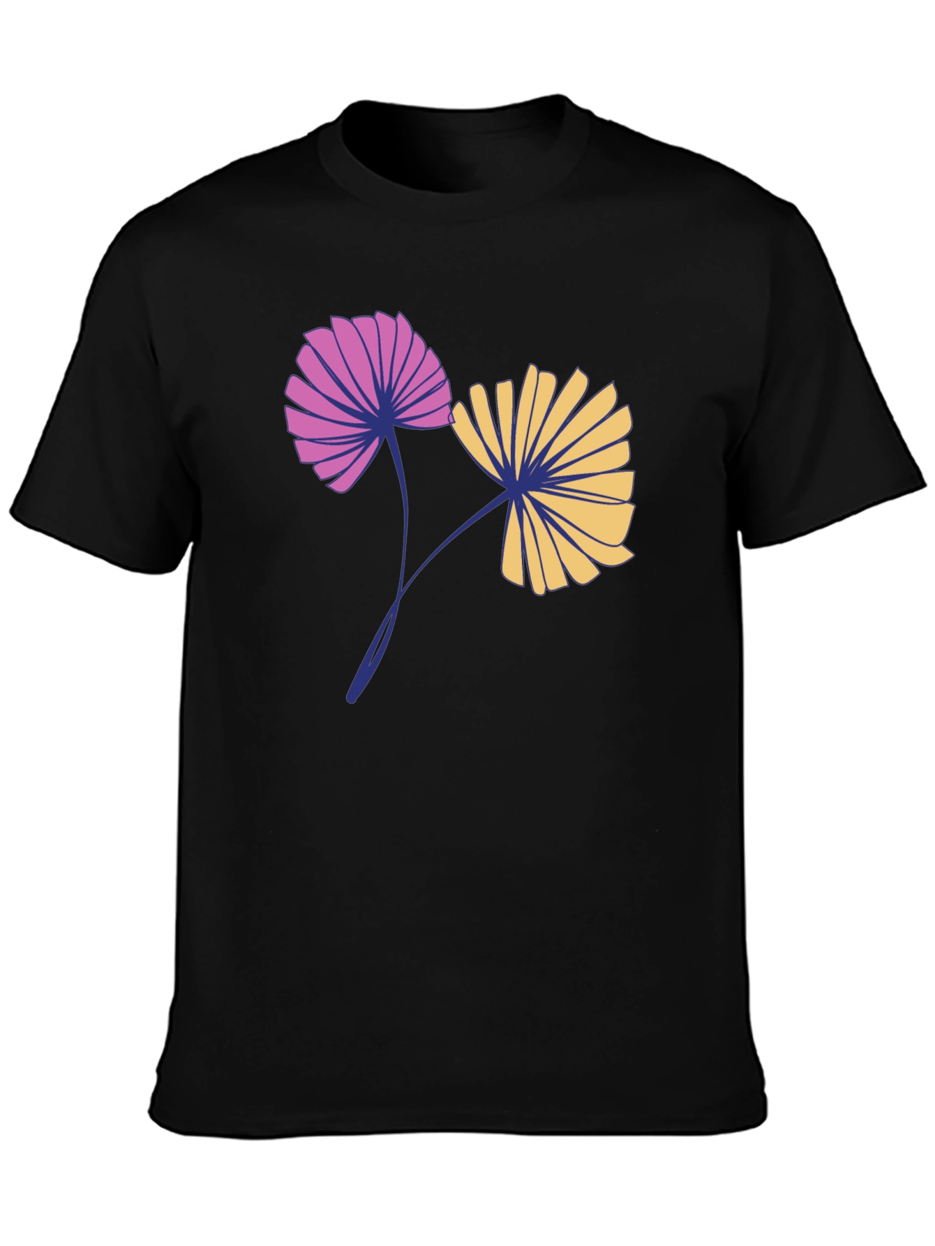 Floral Print Black T-Shirt for Men