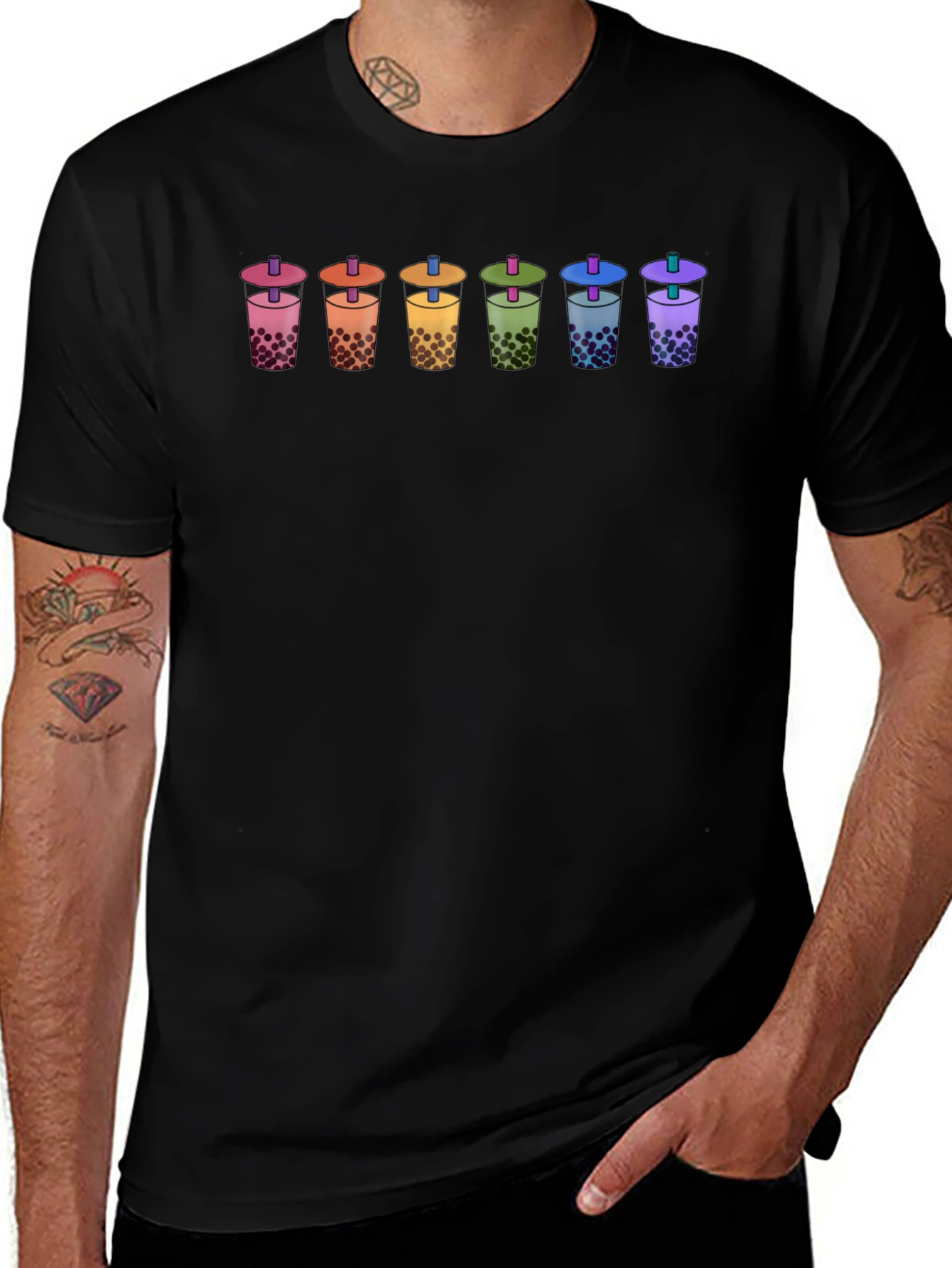 Rainbow Bubble Tea T-Shirt - Unisex Cotton Tee
