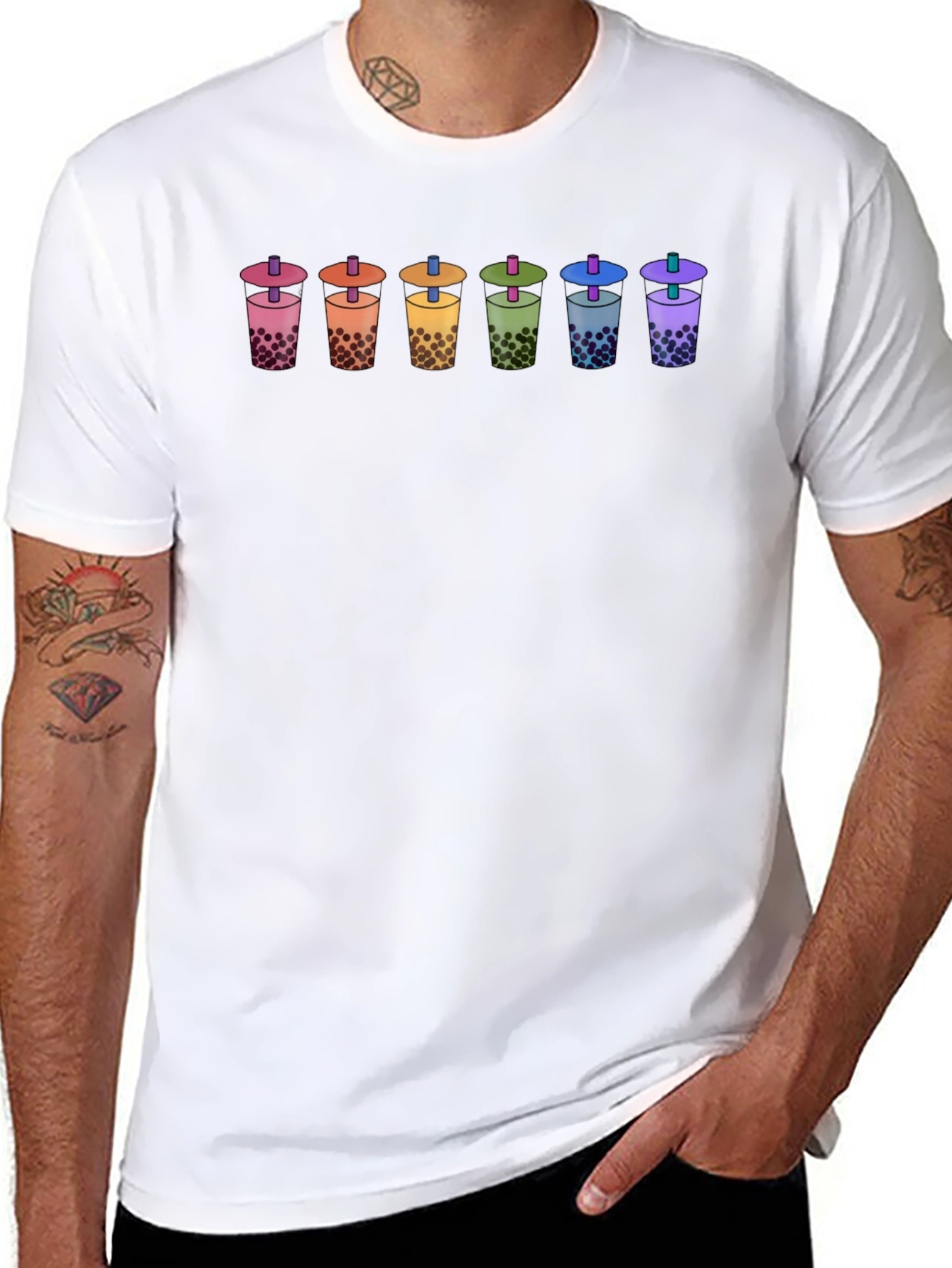 Rainbow Bubble Tea T-Shirt - Unisex Cotton Tee