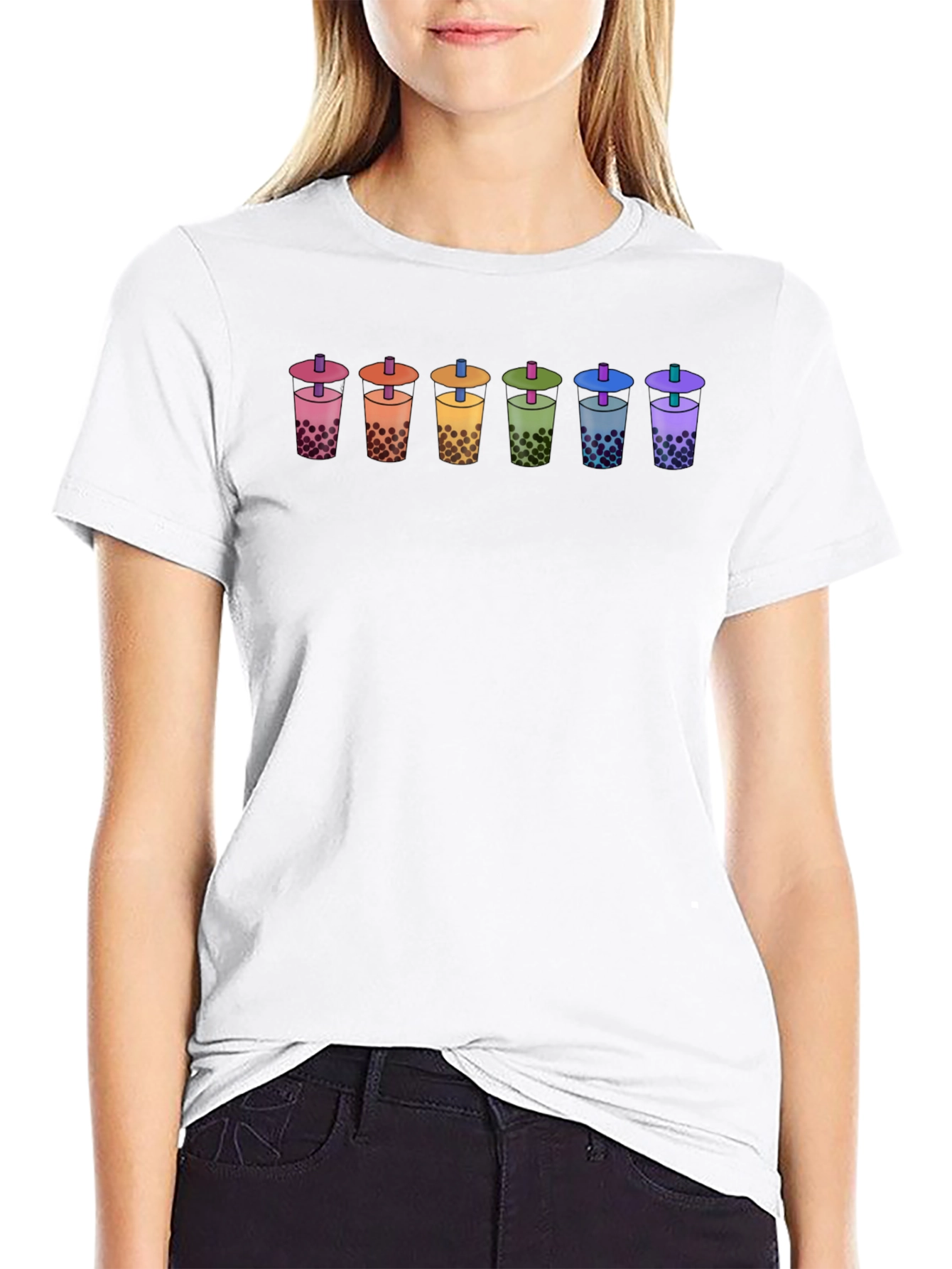Rainbow Bubble Tea T-Shirt - Unisex Cotton Tee