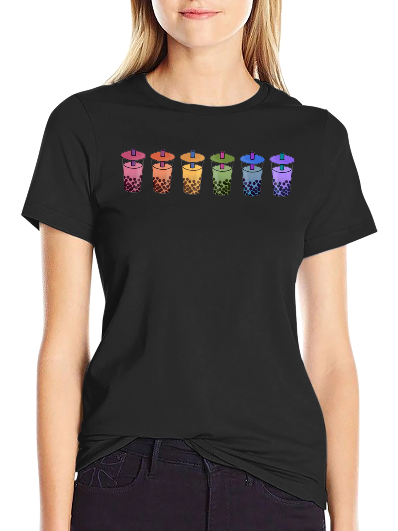 Rainbow Bubble Tea T-Shirt - Unisex Cotton Tee