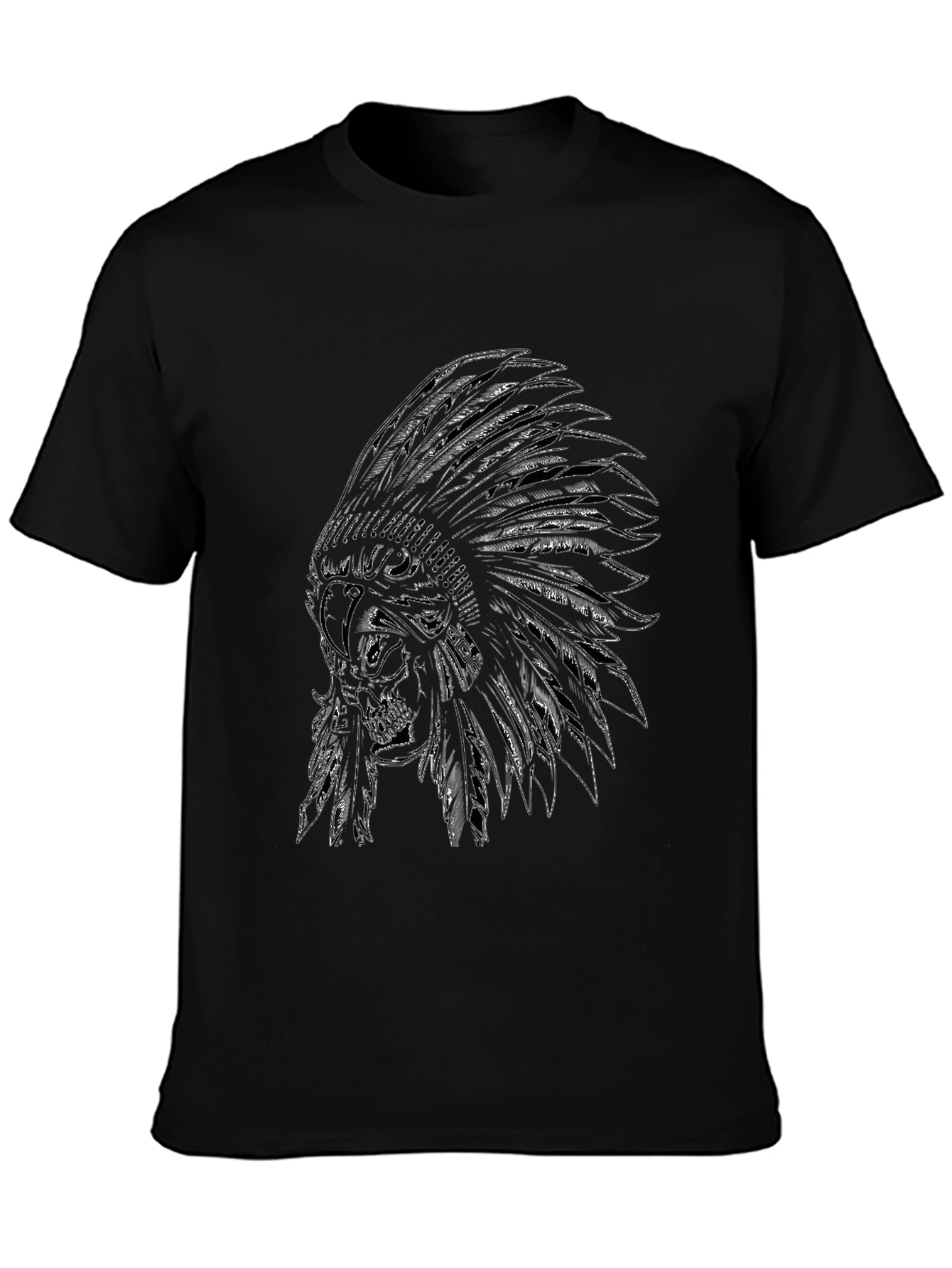 Skull Chief Headdress Graphic Tee - Black