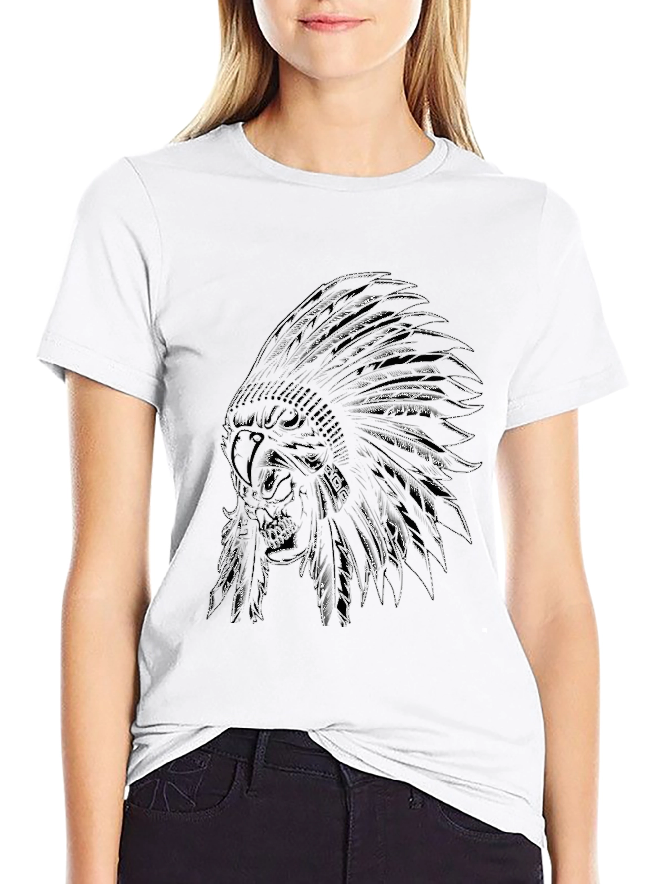 Skull Chief Headdress Graphic Tee - Black