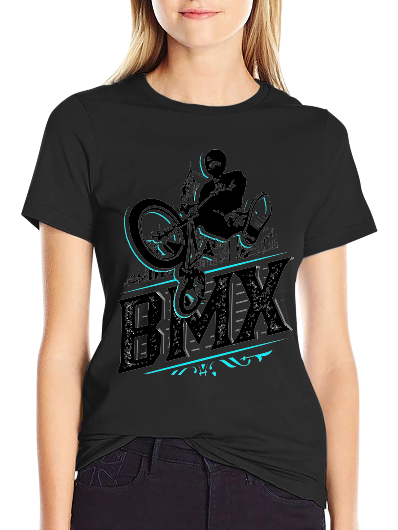 BMX Rider Graphic Tee - Black Cotton