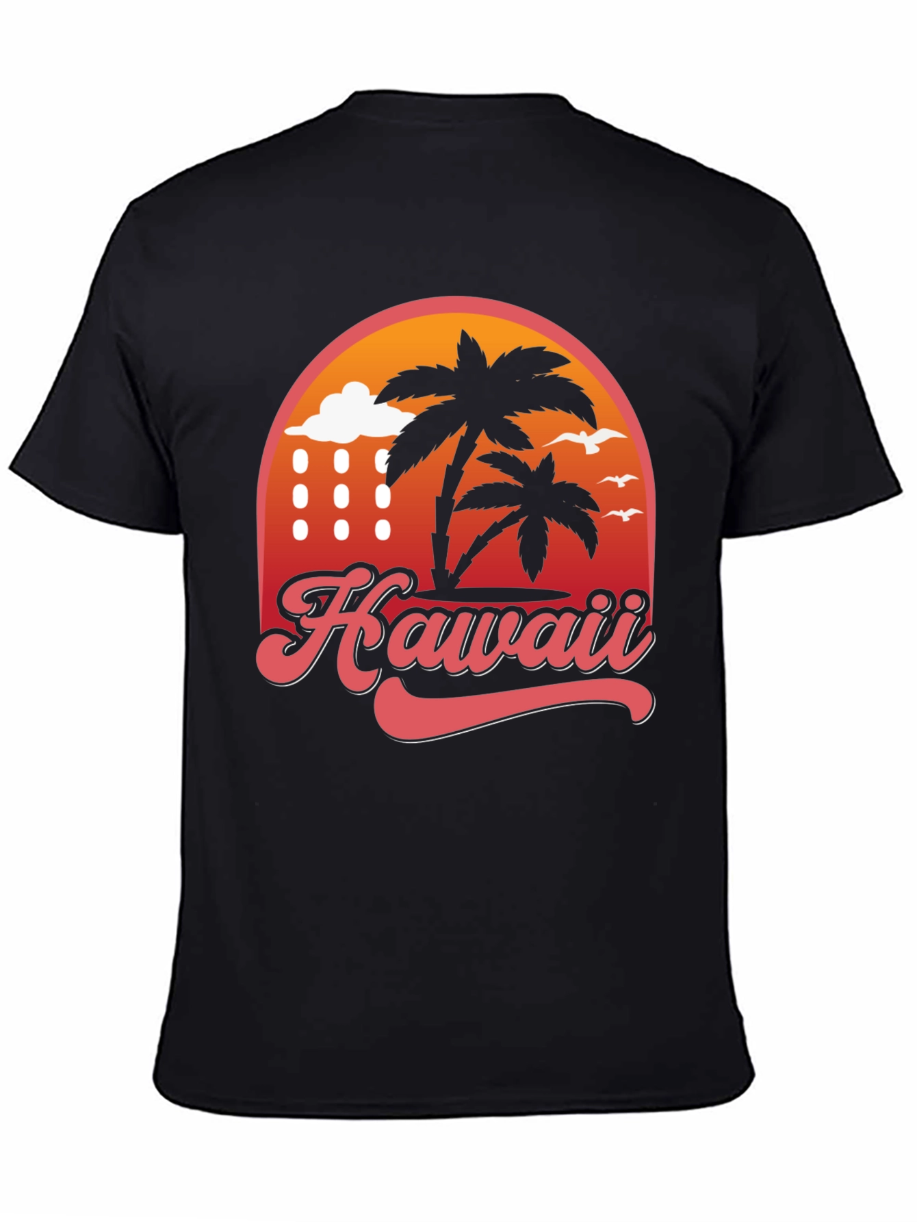 Hawaii Retro T-Shirt - Palm Tree Sunset Design