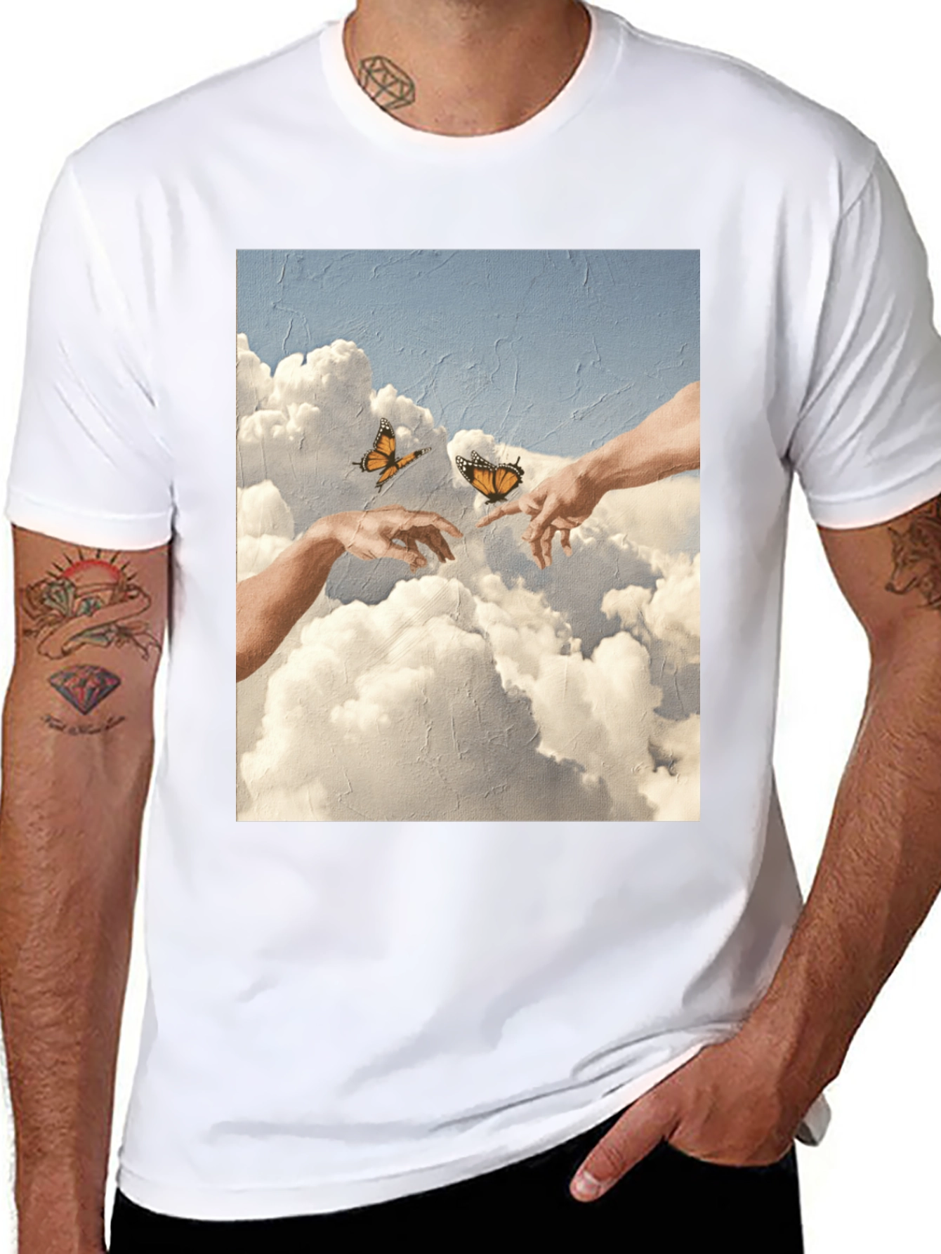 Creation of Adam Butterfly Black T-Shirt