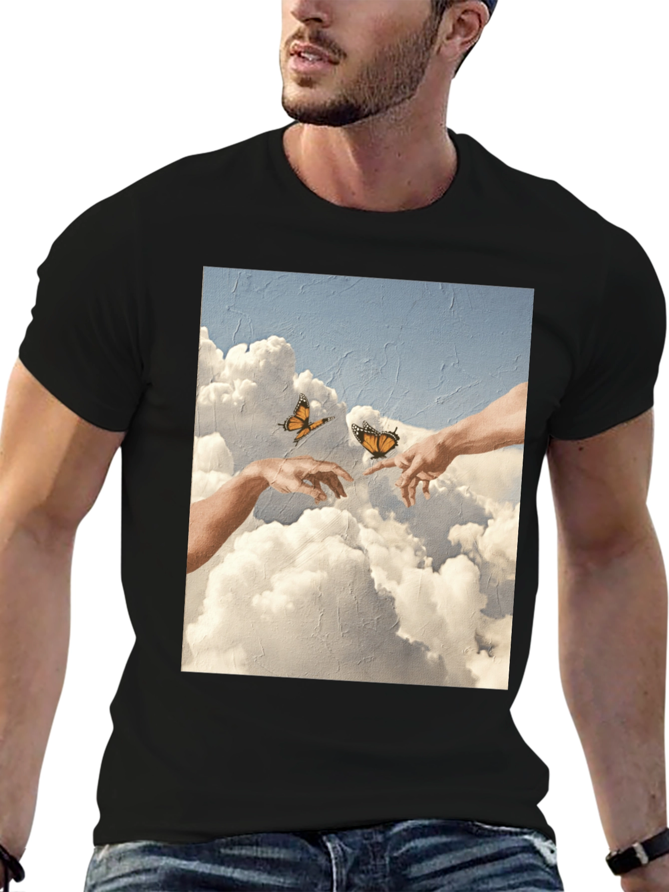 Creation of Adam Butterfly Black T-Shirt