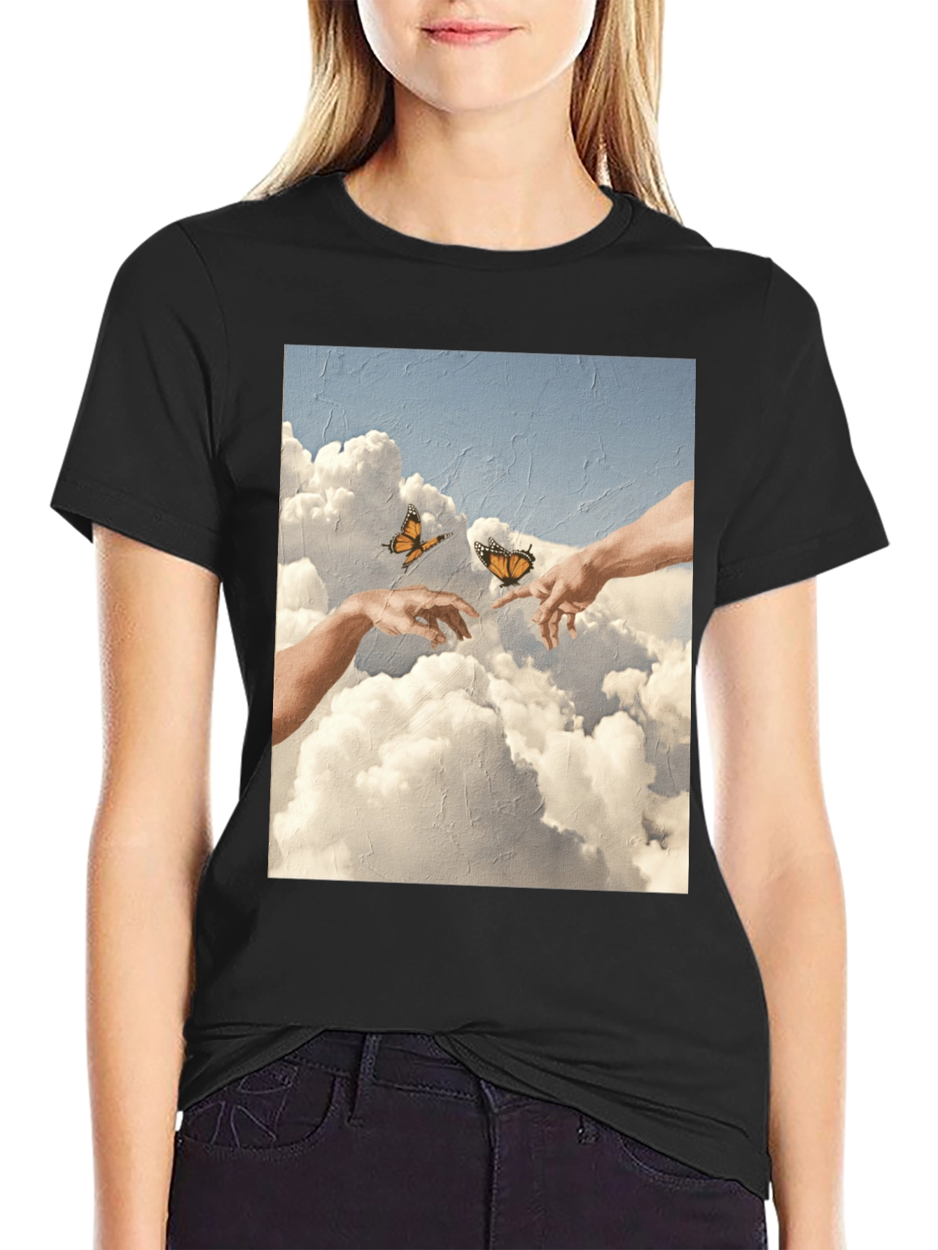 Creation of Adam Butterfly Black T-Shirt