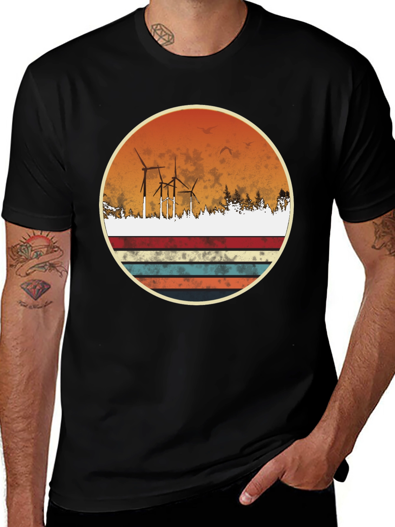 Retro Wind Turbine Graphic Tee